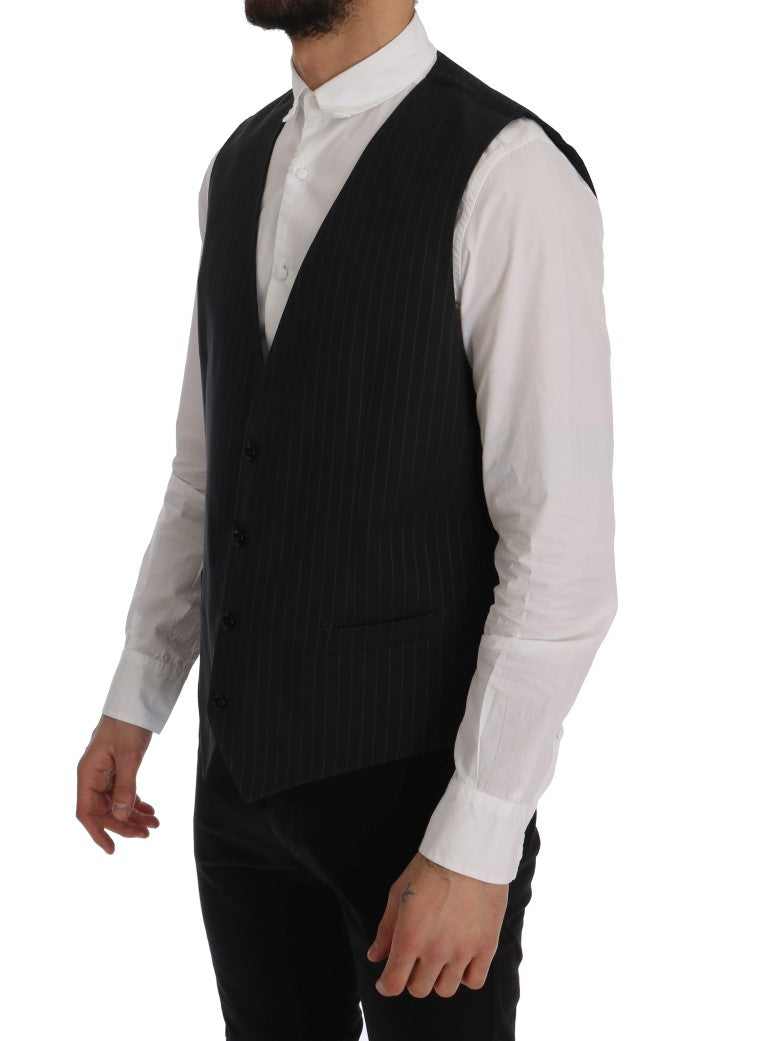 Dolce & Gabbana Gray STAFF Cotton Striped Men's Vest