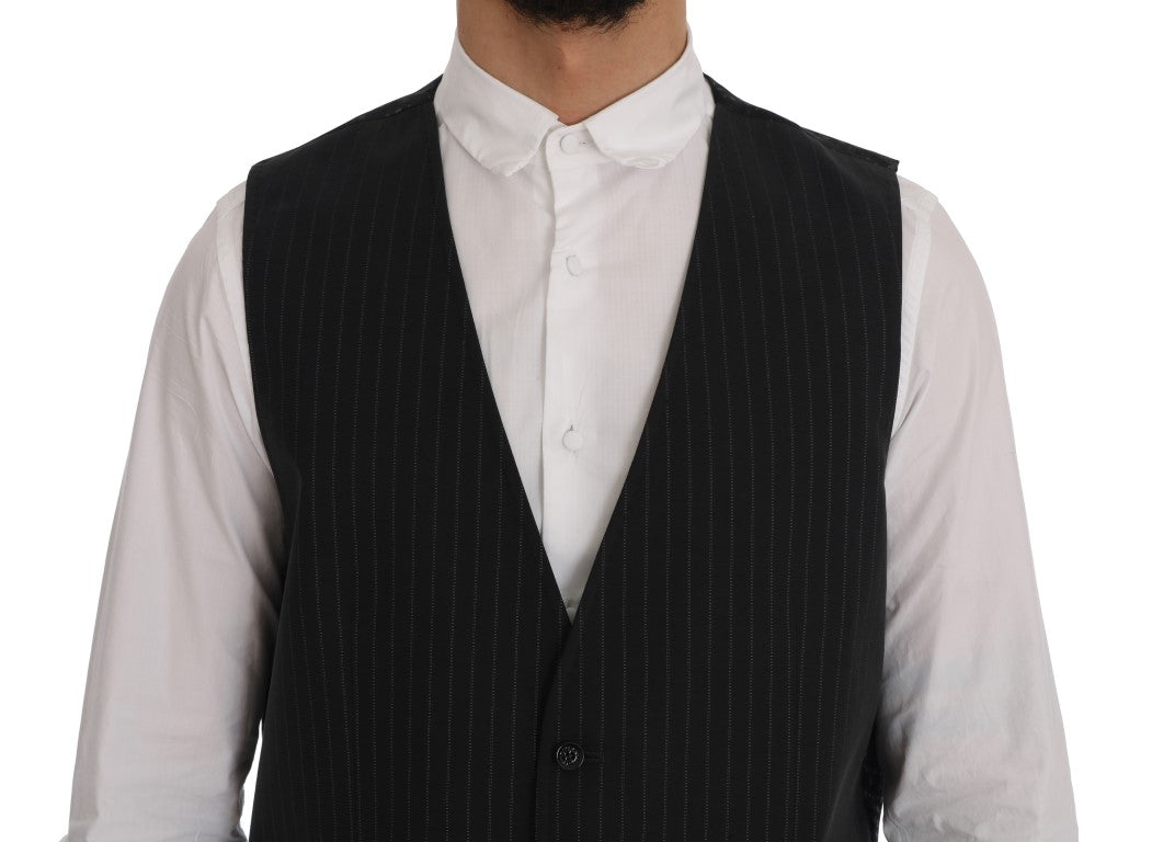 Dolce & Gabbana Gray STAFF Cotton Striped Men's Vest
