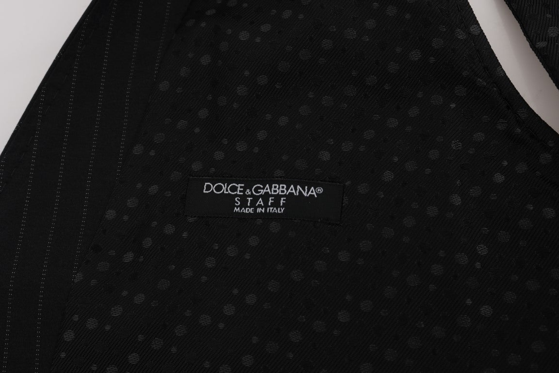 Dolce & Gabbana Gray STAFF Cotton Striped Men's Vest