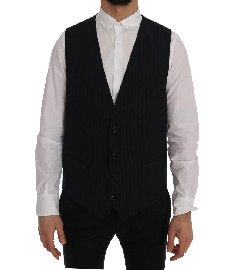 Dolce & Gabbana Sleek Striped Wool Blend Waistcoat Men's Vest