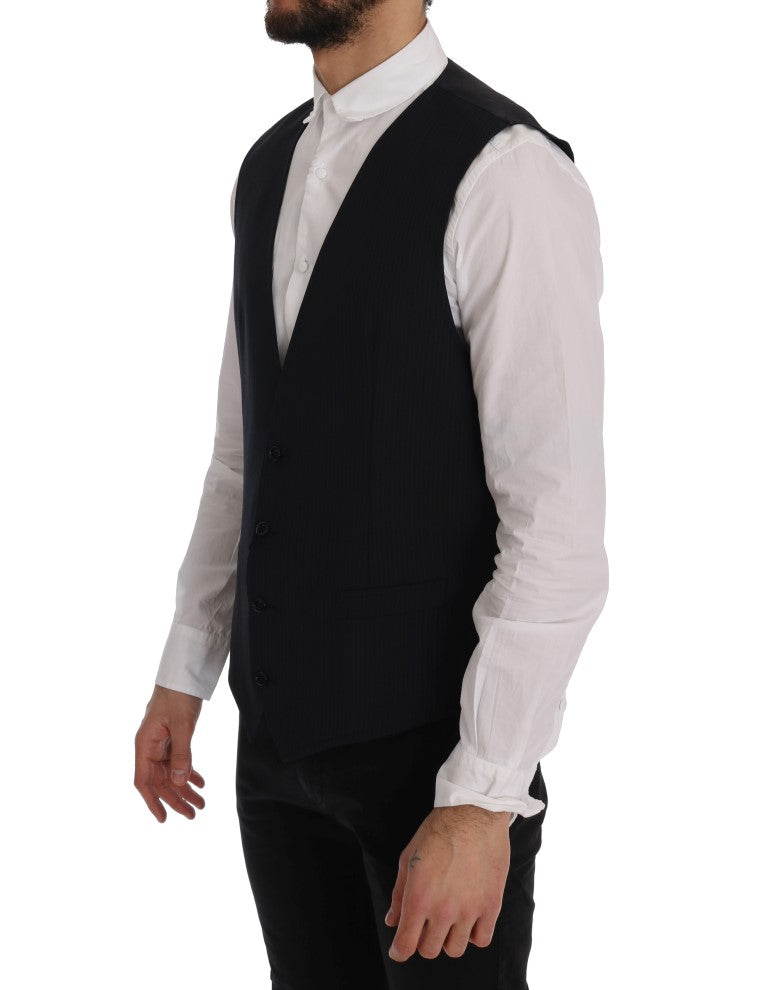Dolce & Gabbana Sleek Striped Wool Blend Waistcoat Men's Vest