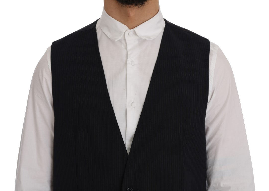 Dolce & Gabbana Sleek Striped Wool Blend Waistcoat Men's Vest