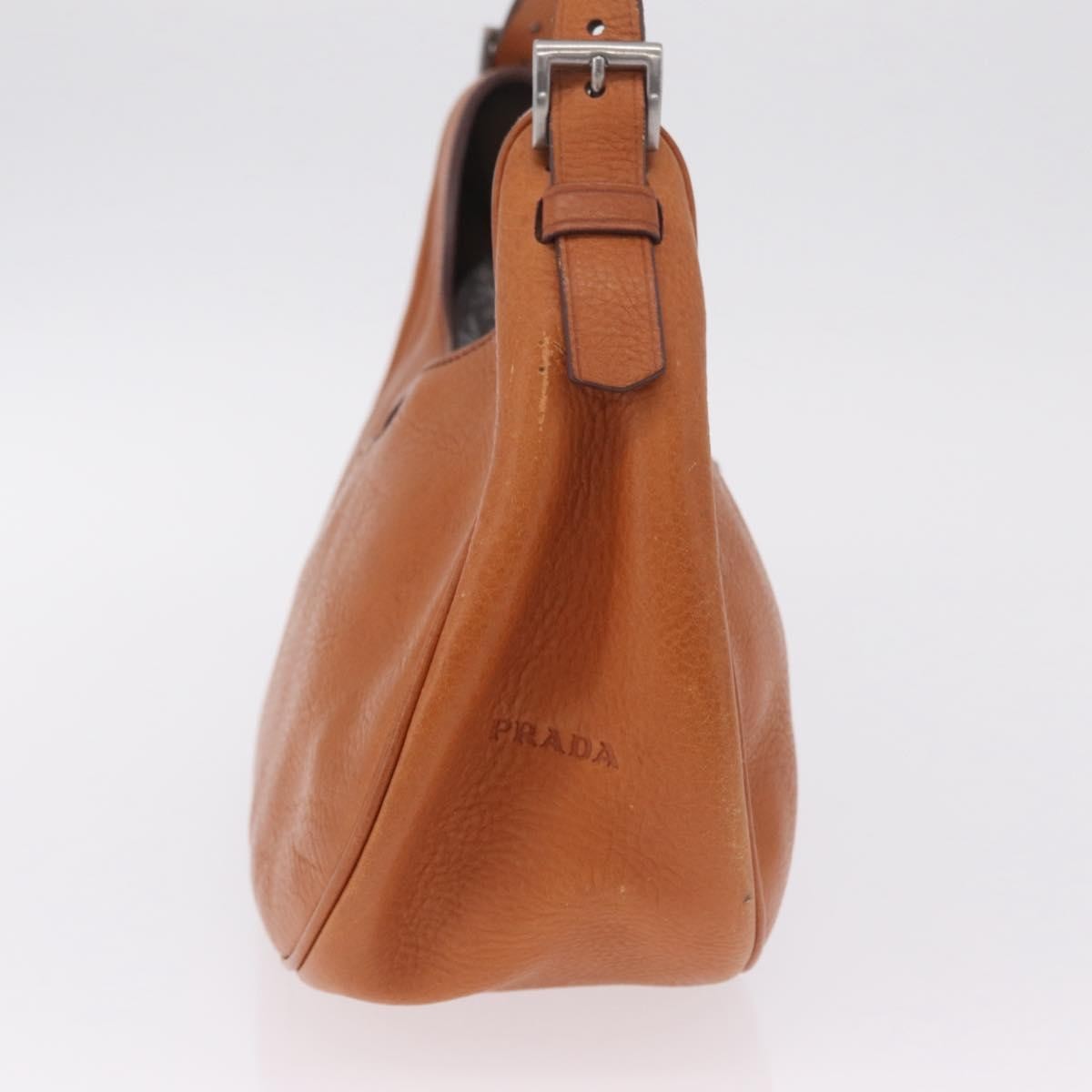 Prada Shoulder Leather Brown Leather Shoulder Bag Bag (Pre-Owned)