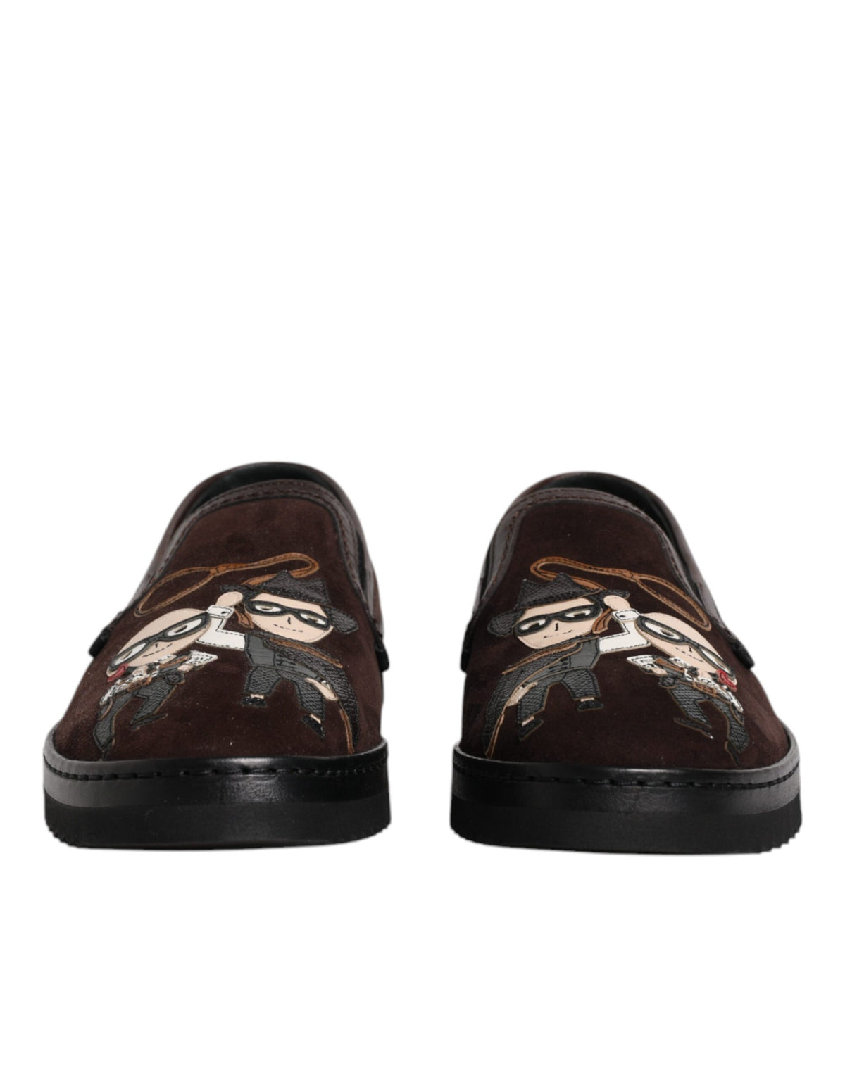 Dolce & Gabbana Brown Suede DG Family Slip On Flats Men's Shoes