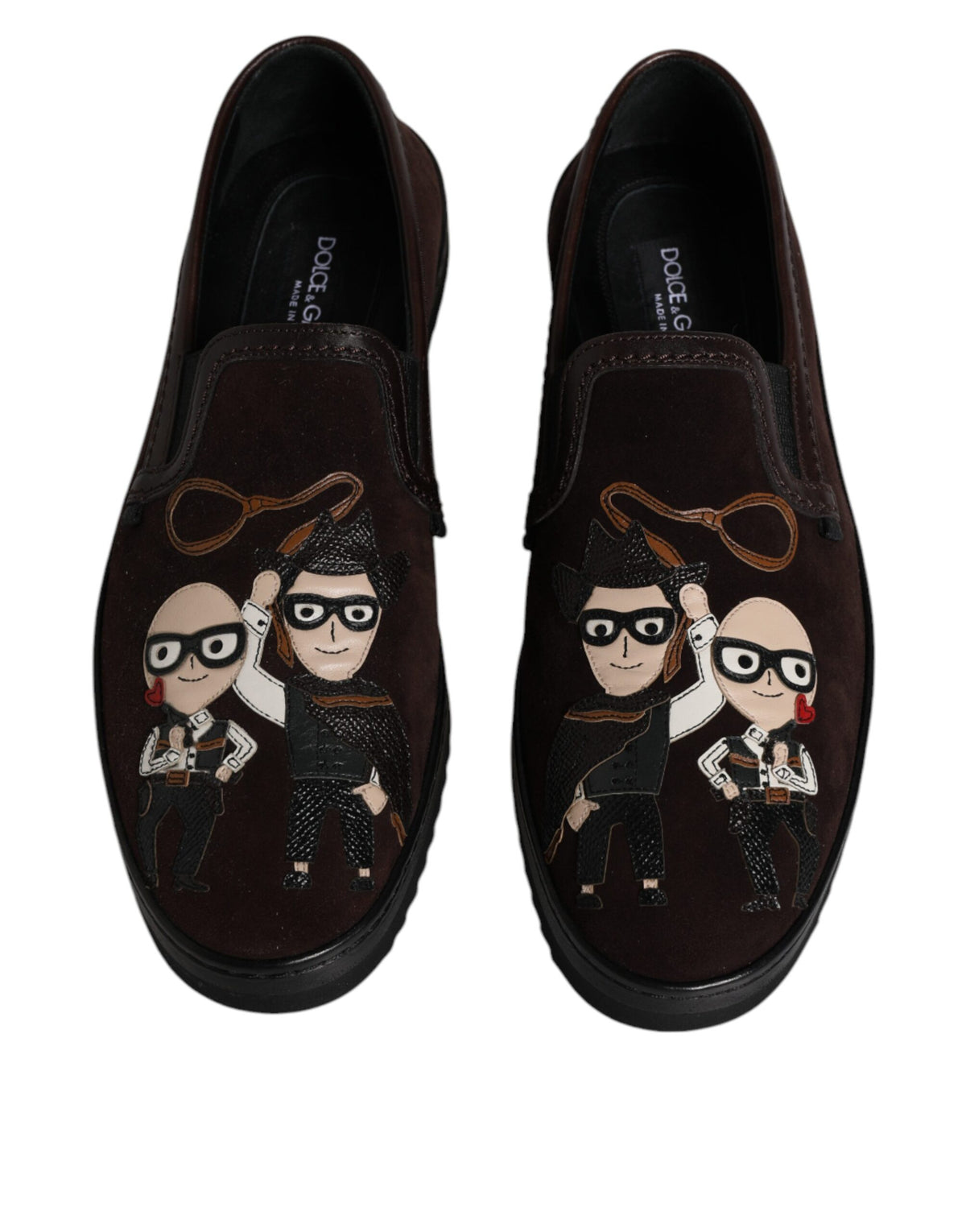 Dolce & Gabbana Brown Suede DG Family Slip On Flats Men's Shoes