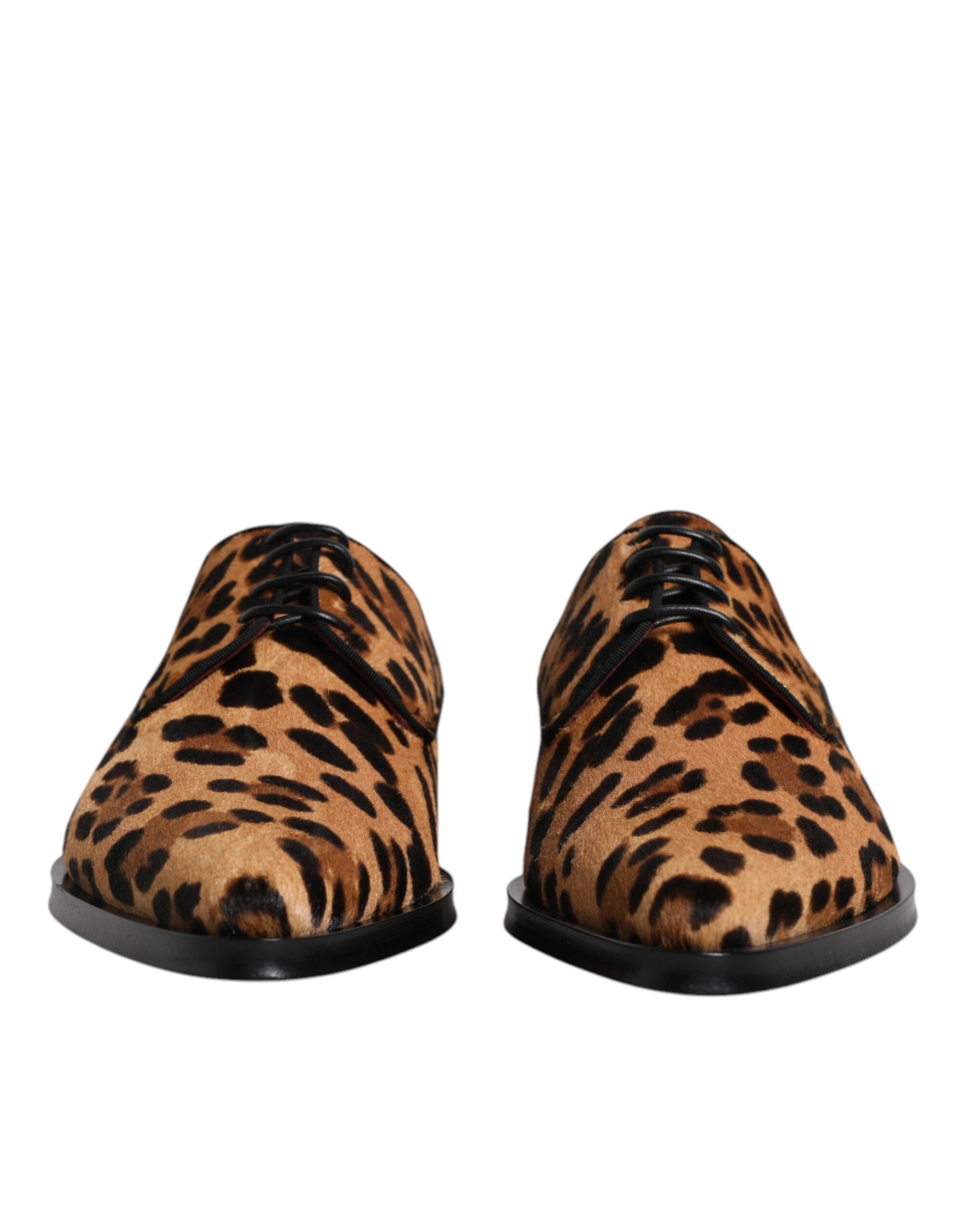 Dolce & Gabbana Brown Leopard Derby Formal Men Dress Men's Shoes
