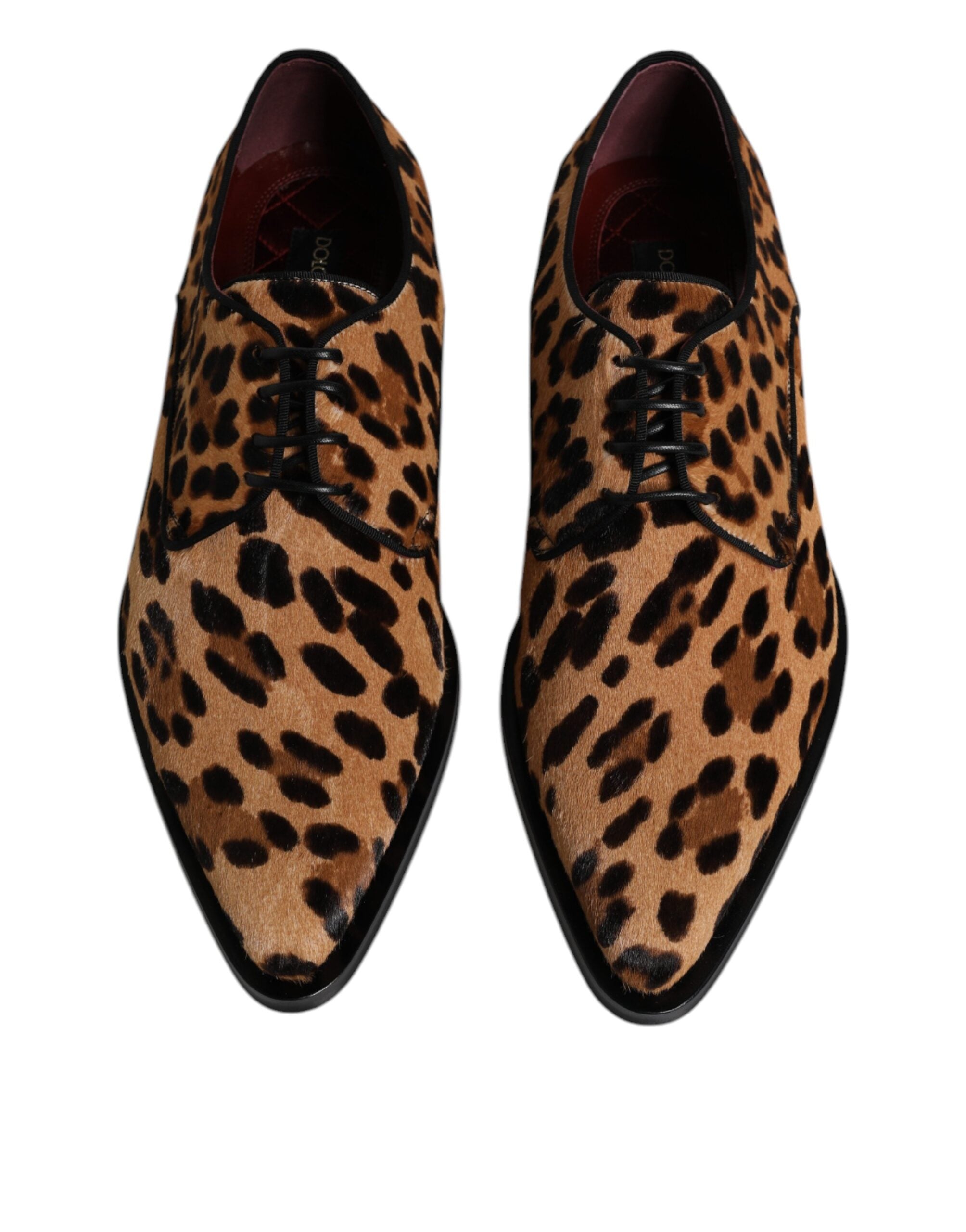Dolce & Gabbana Brown Leopard Derby Formal Men Dress Men's Shoes