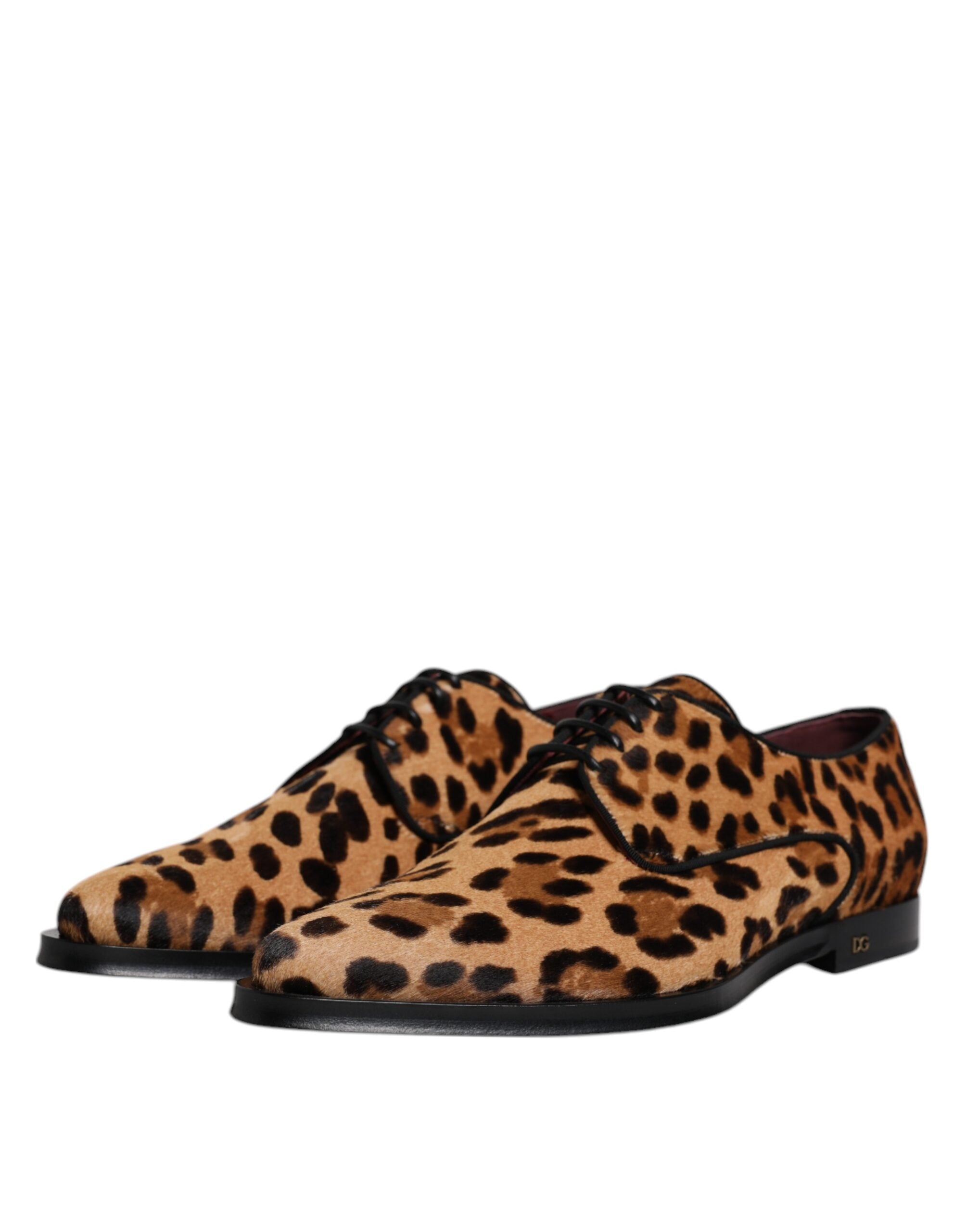 Dolce & Gabbana Brown Leopard Derby Formal Men Dress Men's Shoes