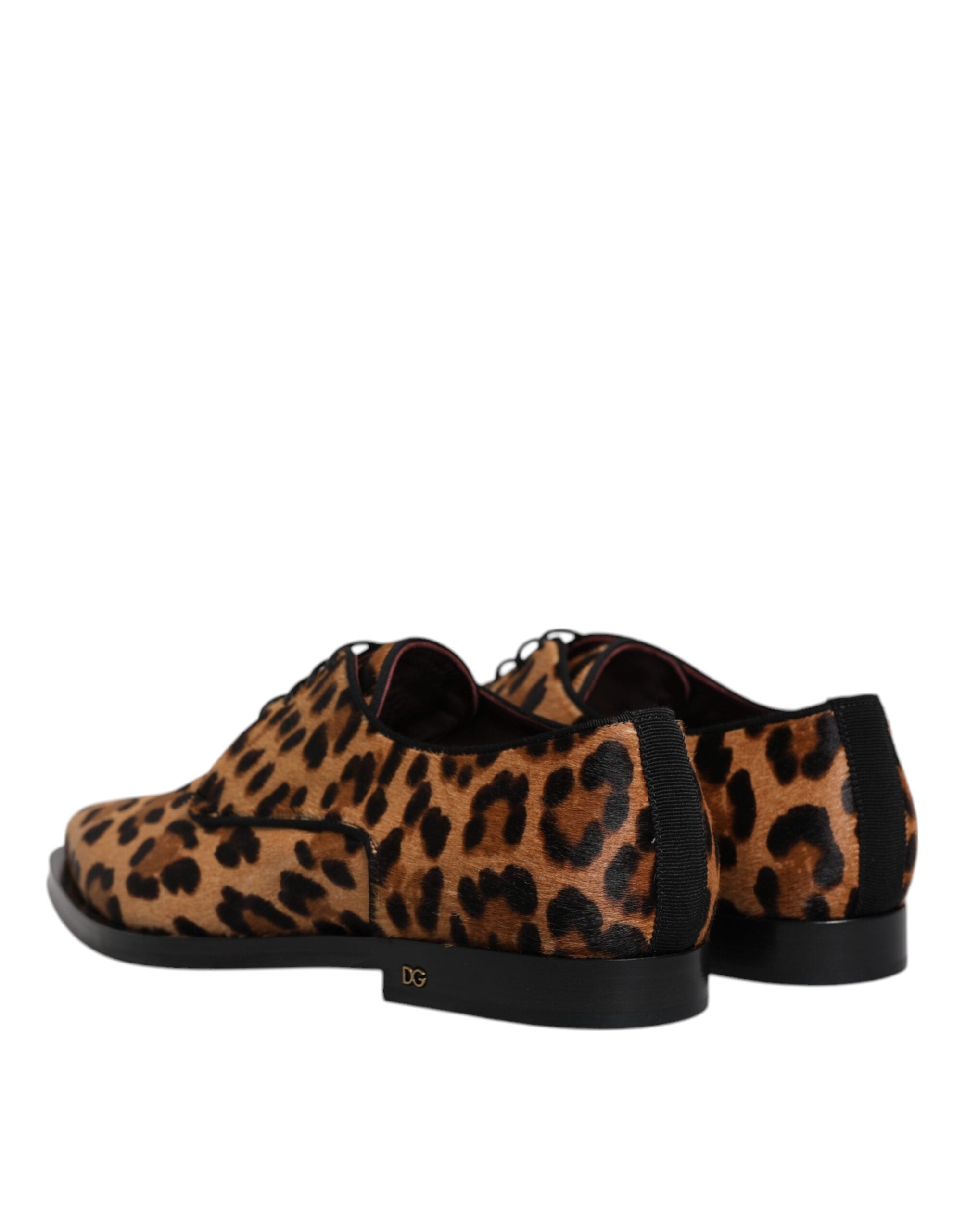 Dolce & Gabbana Brown Leopard Derby Formal Men Dress Men's Shoes