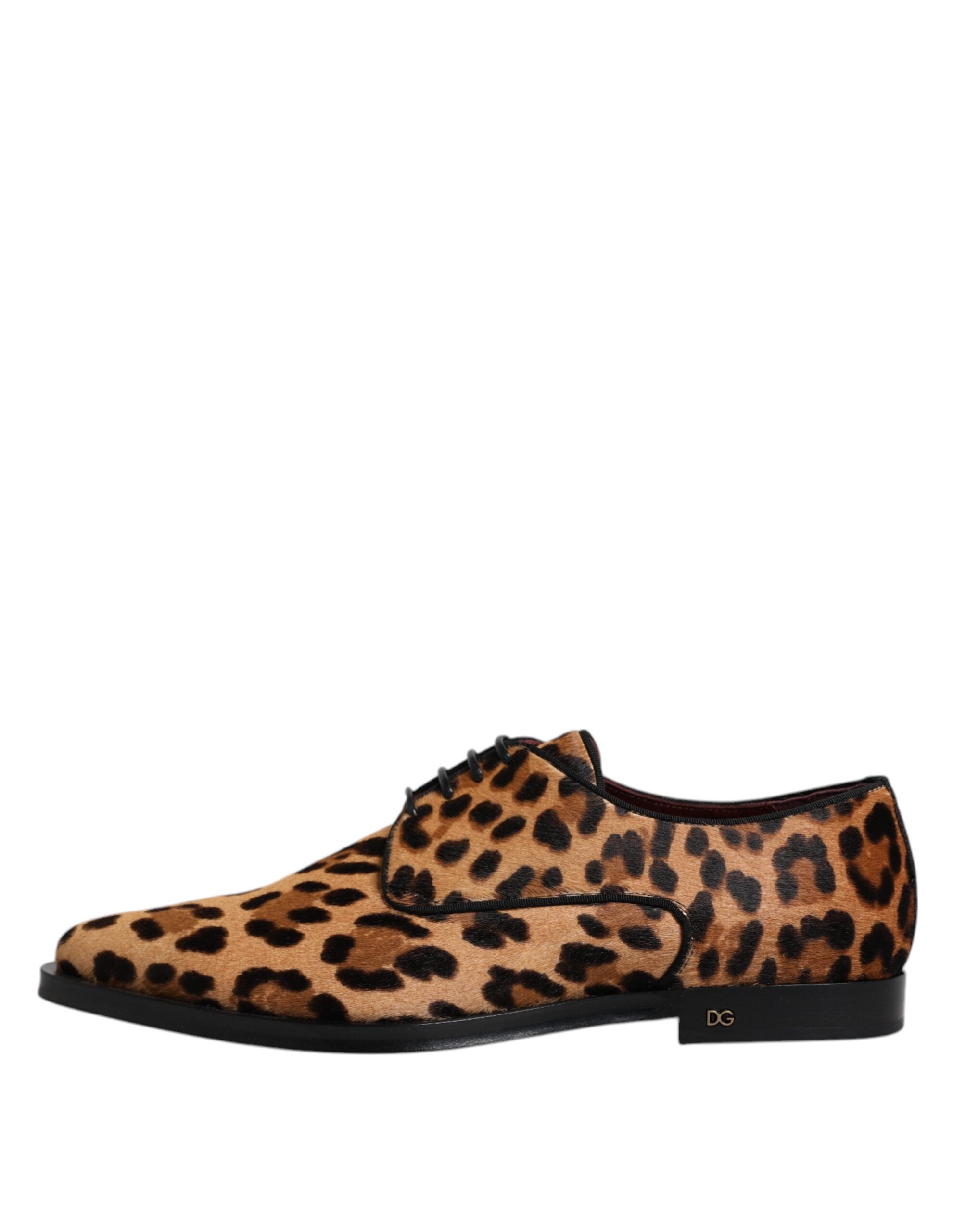 Dolce & Gabbana Brown Leopard Derby Formal Men Dress Men's Shoes