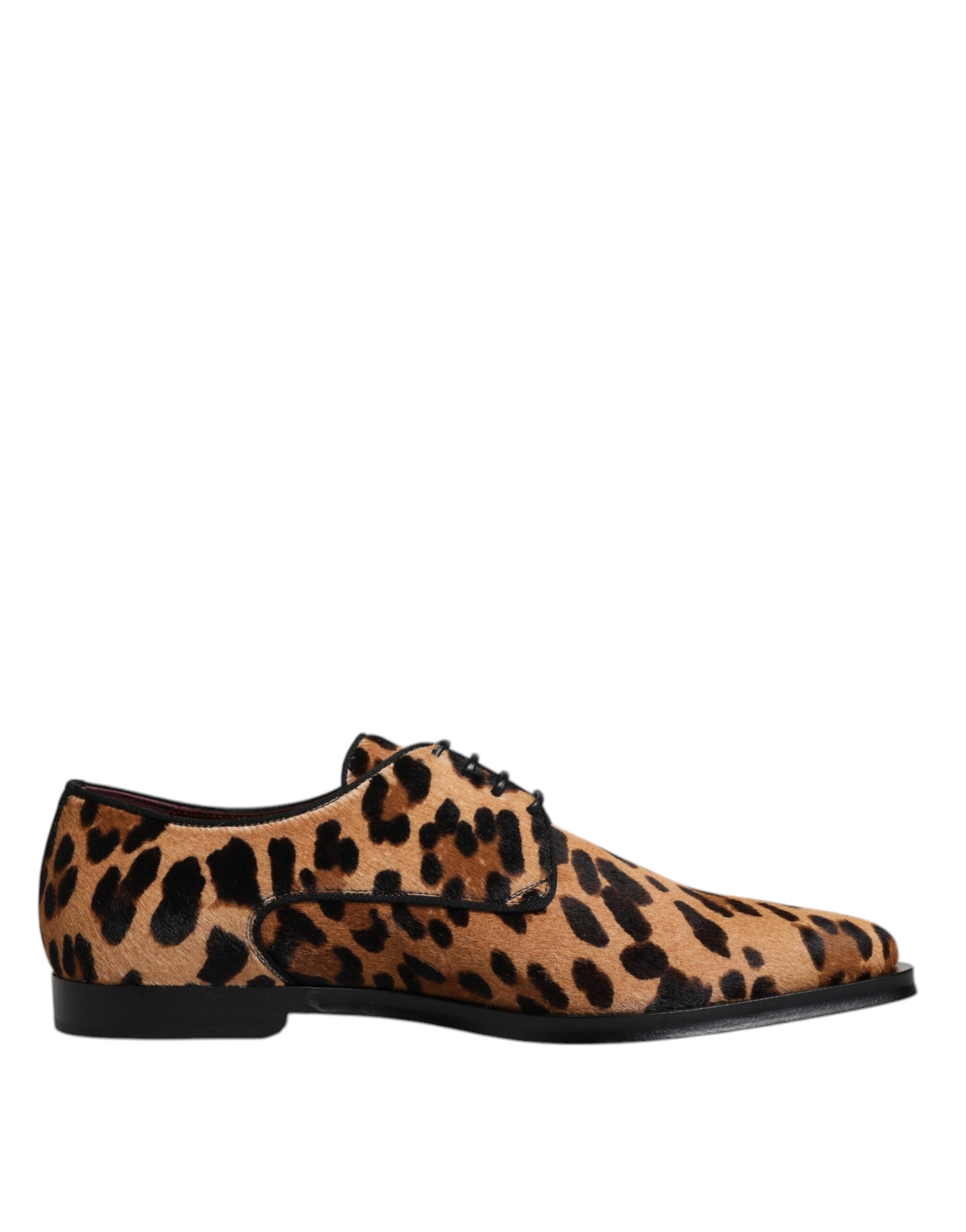 Dolce & Gabbana Brown Leopard Derby Formal Men Dress Men's Shoes