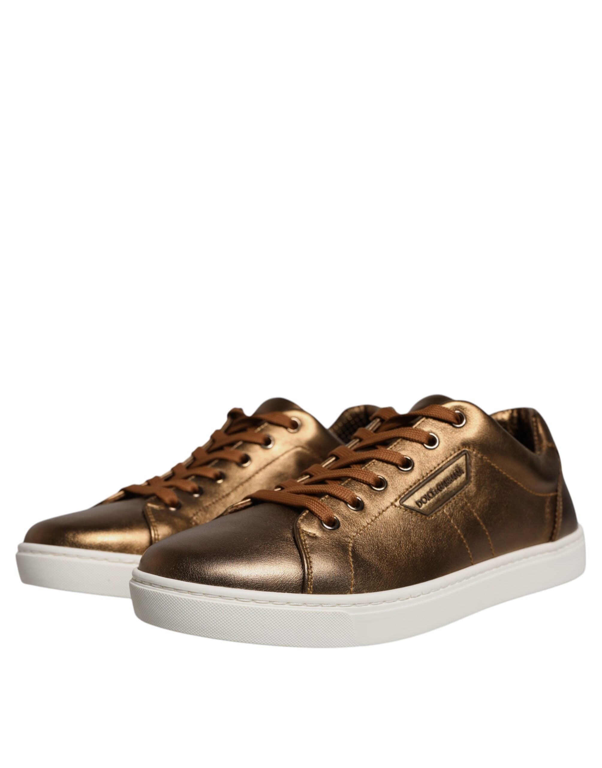 Dolce & Gabbana Gold Leather Logo London Men Sneaker Men's Shoes
