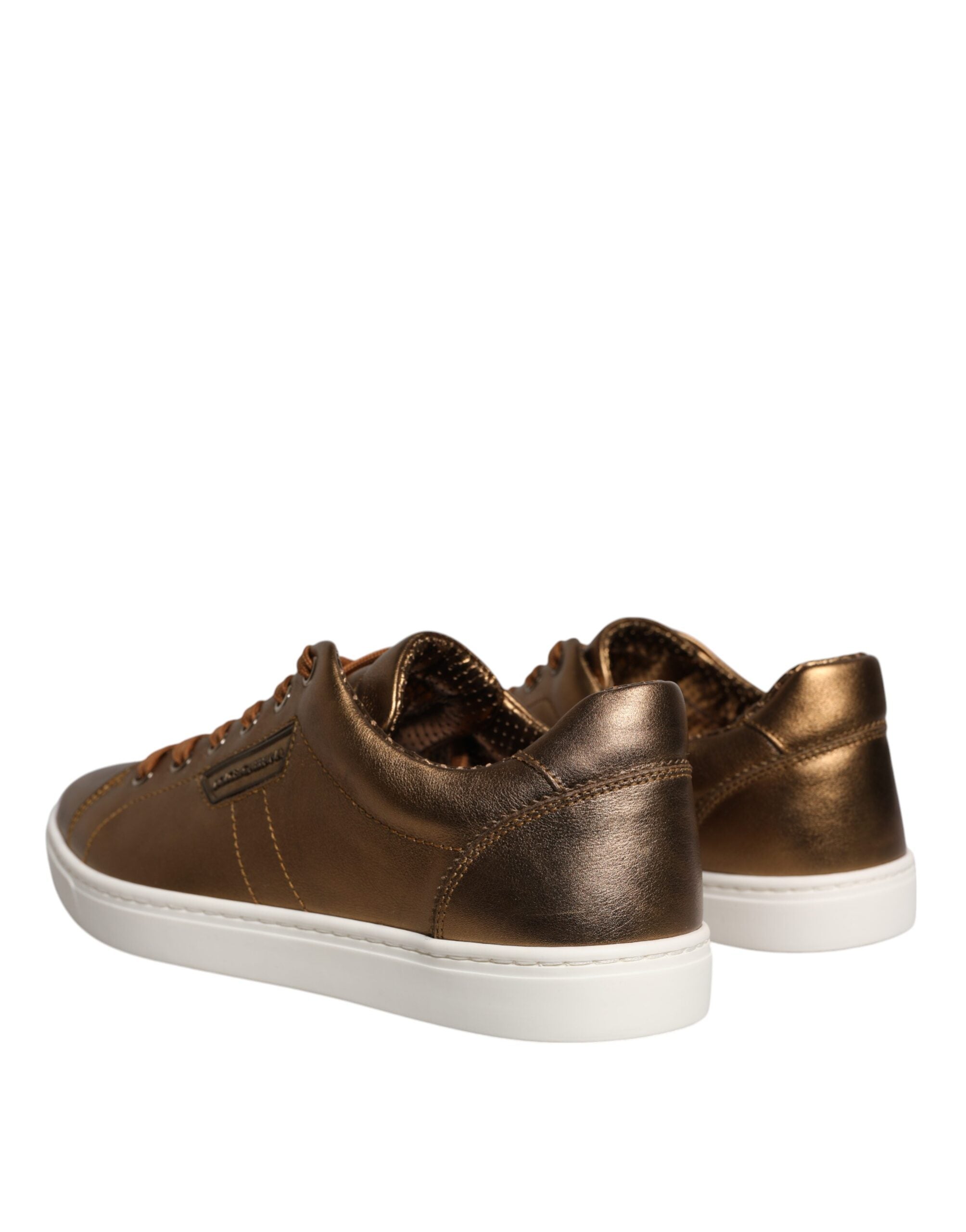 Dolce & Gabbana Gold Leather Logo London Men Sneaker Men's Shoes