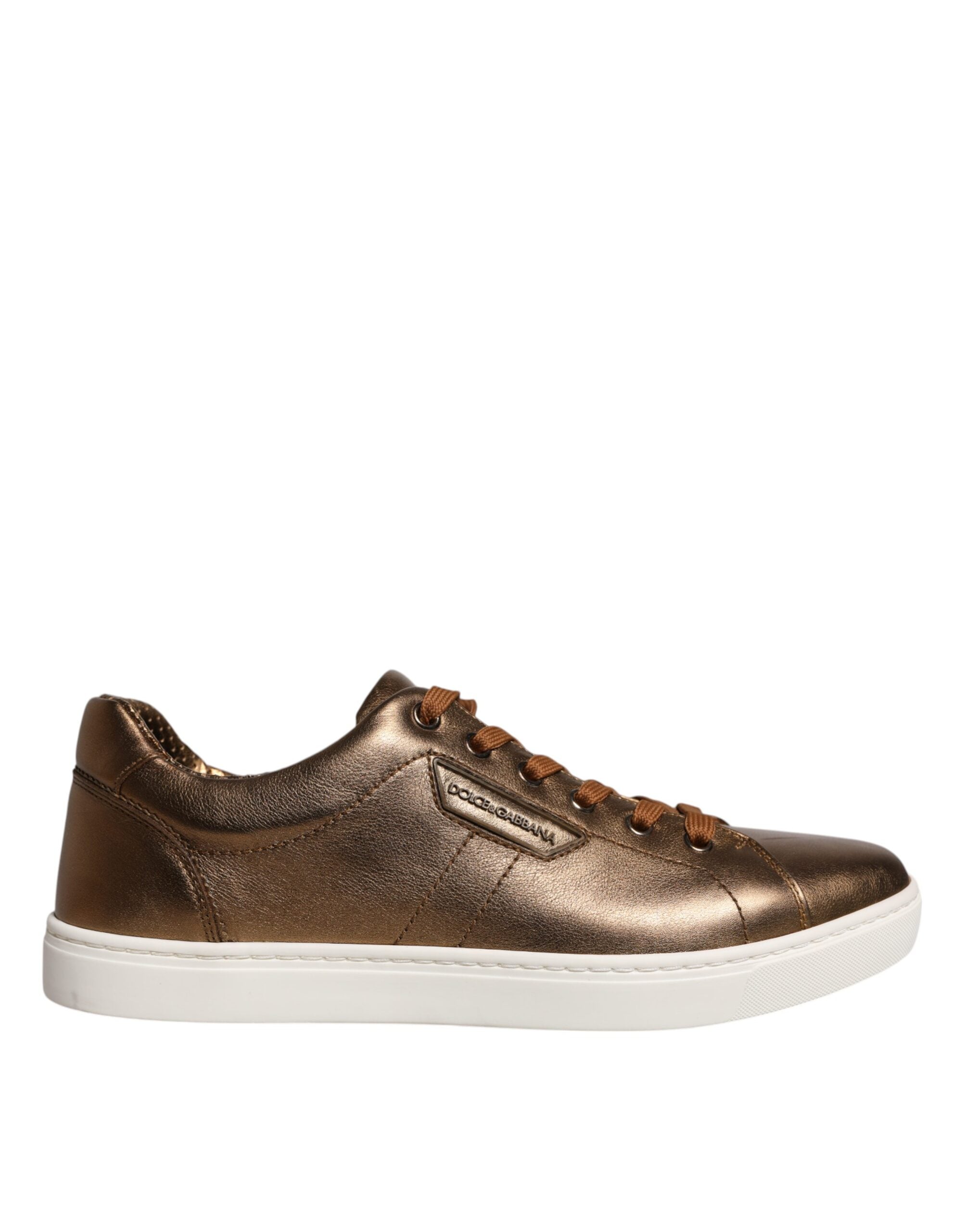 Dolce & Gabbana Gold Leather Logo London Men Sneaker Men's Shoes