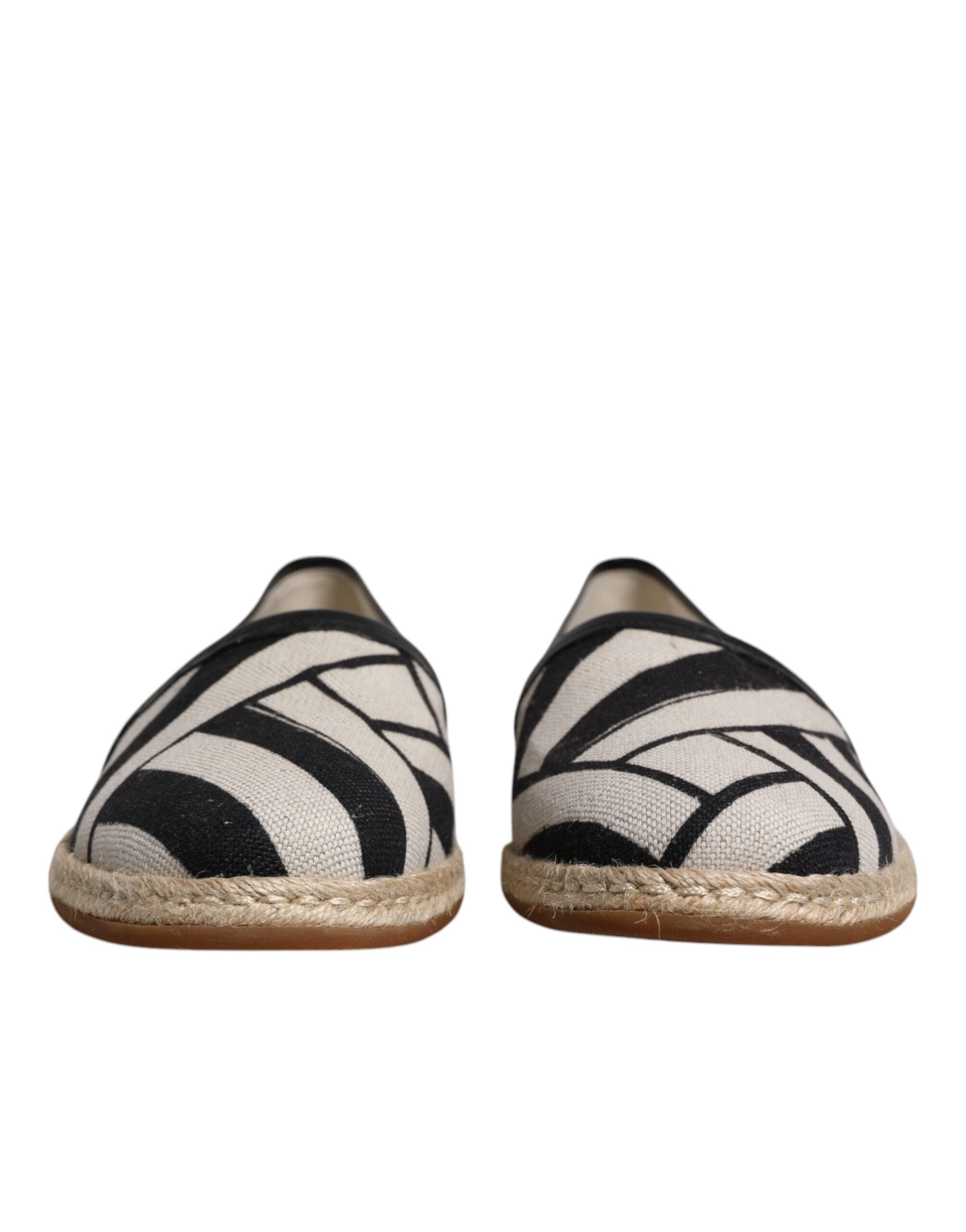 Dolce & Gabbana Black White Stripes Slip On Espadrille Men's Shoes
