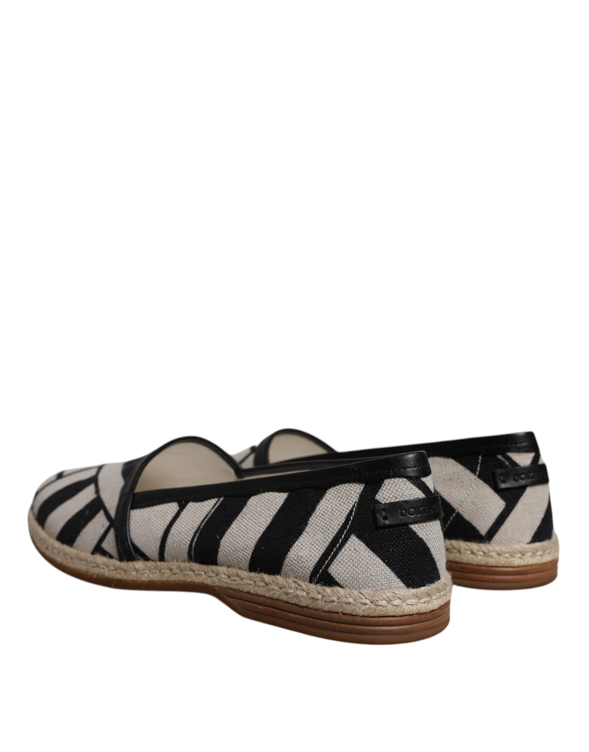 Dolce & Gabbana Black White Stripes Slip On Espadrille Men's Shoes