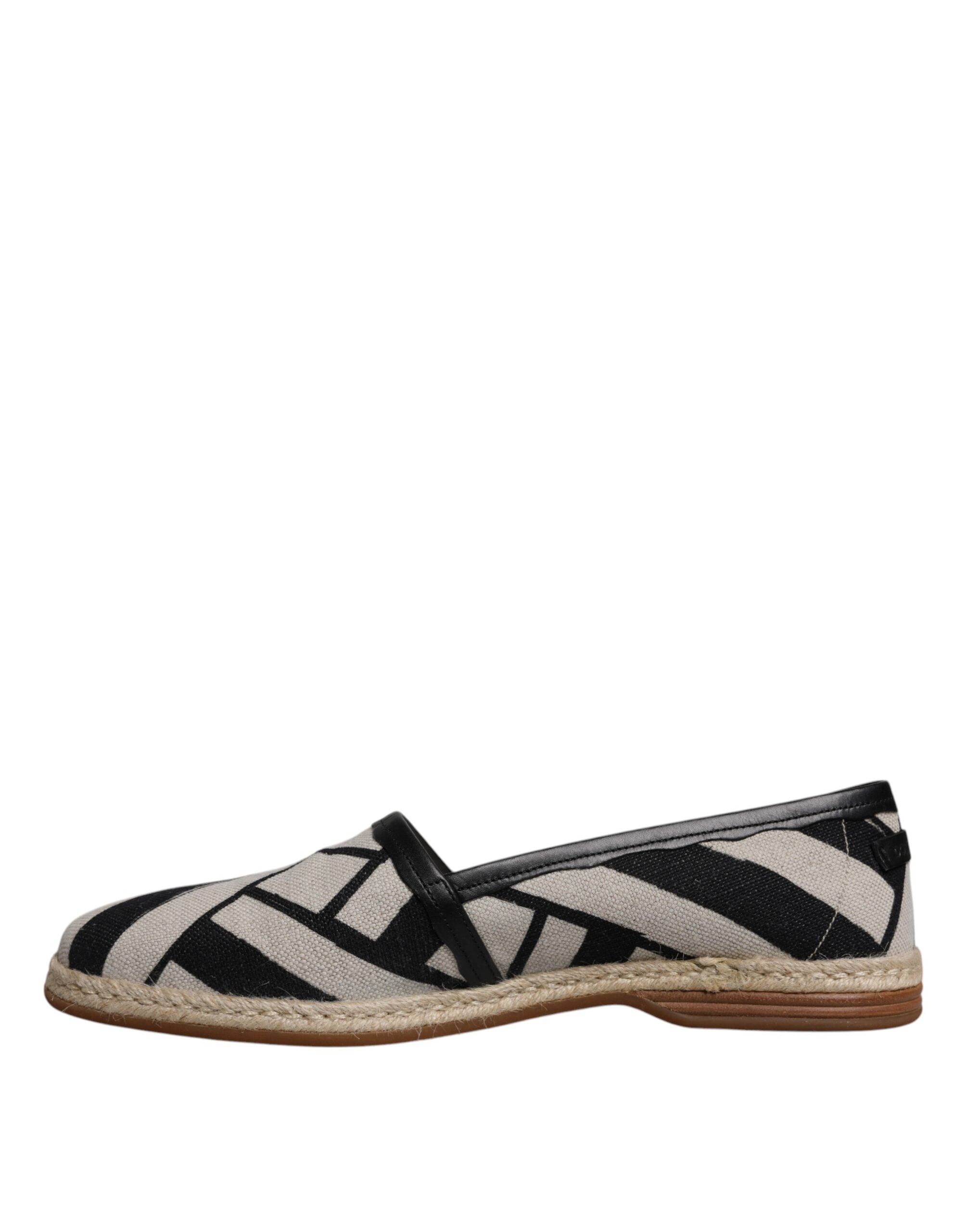 Dolce & Gabbana Black White Stripes Slip On Espadrille Men's Shoes