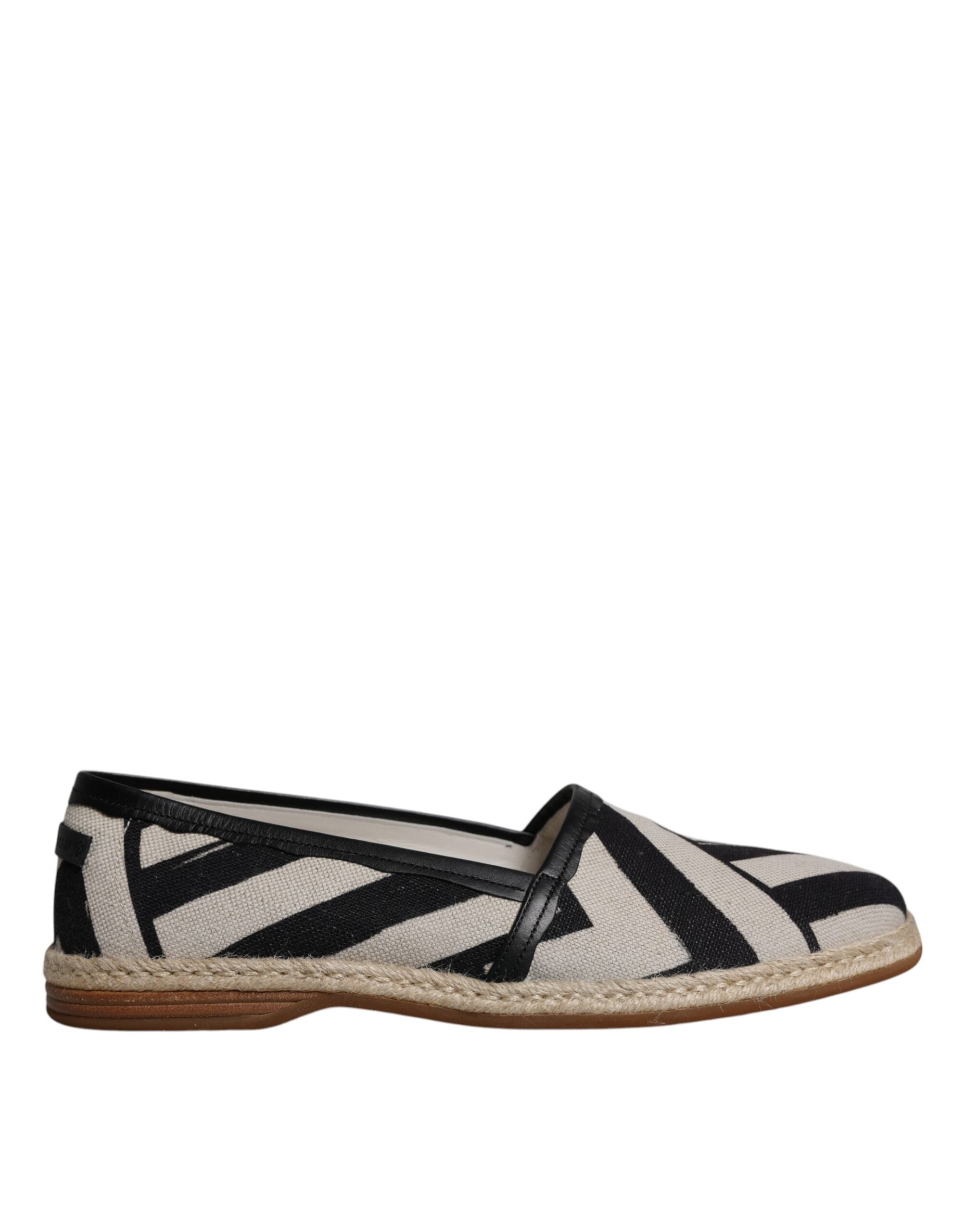 Dolce & Gabbana Black White Stripes Slip On Espadrille Men's Shoes