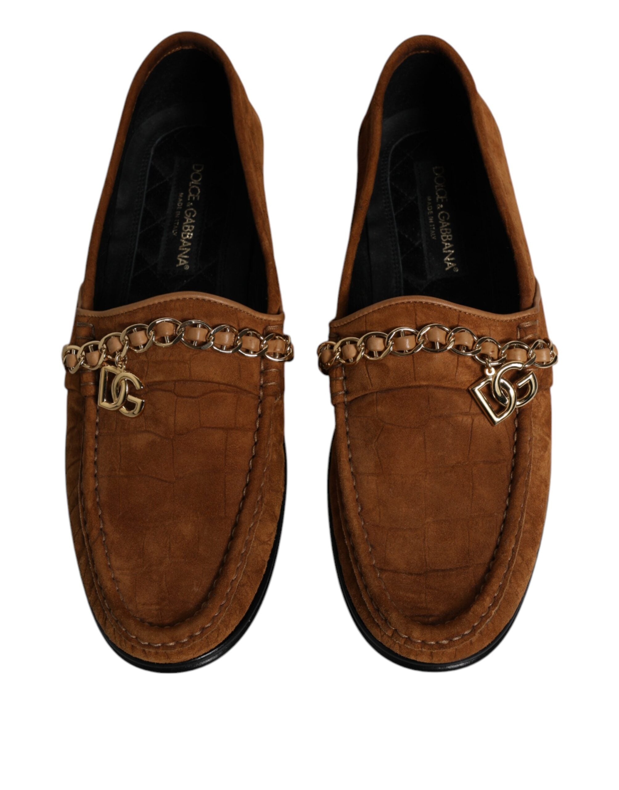 Dolce & Gabbana Brown Suede Leather Loafers Dress Men's Shoes (Pre-Owned)