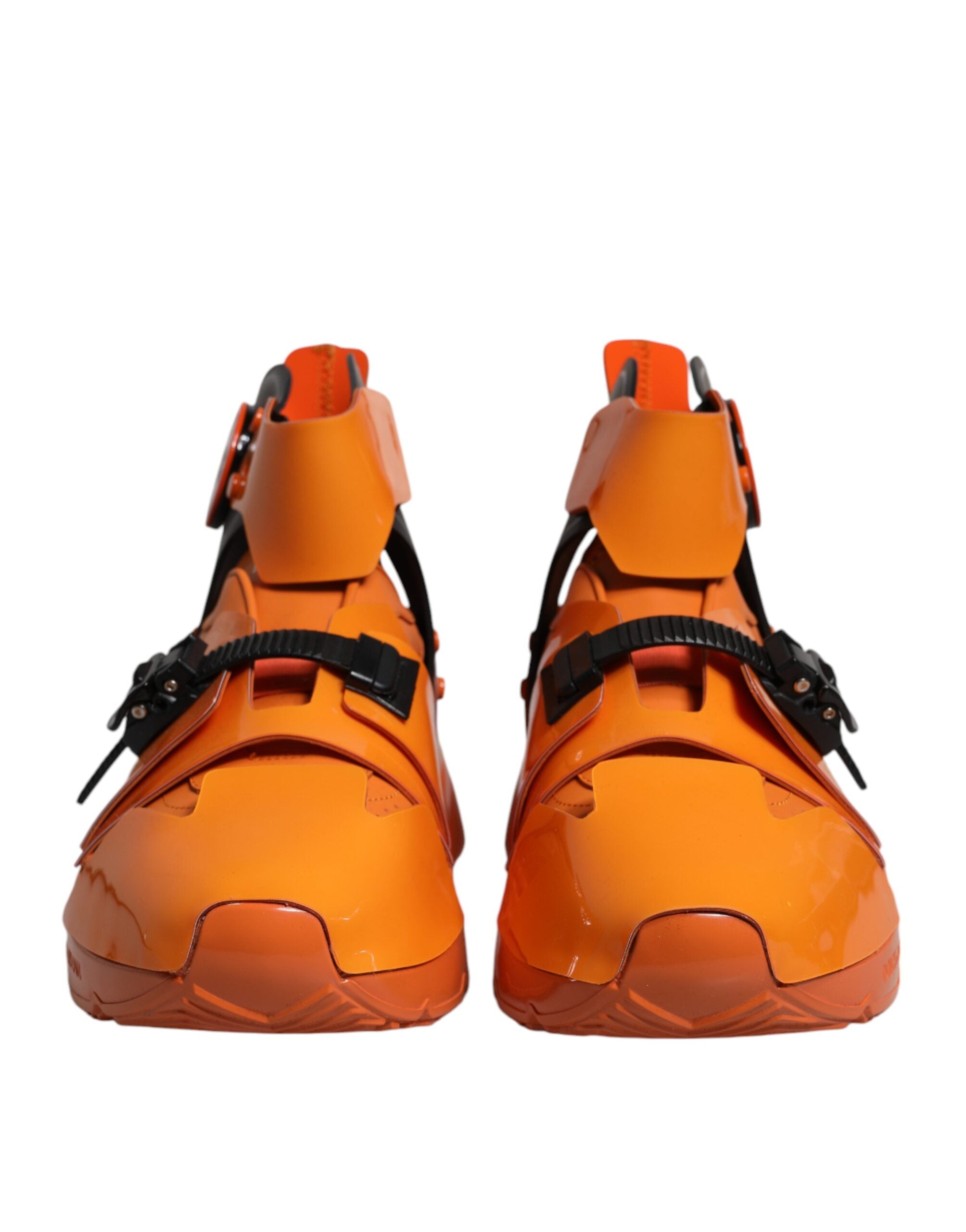 Dolce & Gabbana Orange Multi Panel Chunky High Top Sneakers Men's Shoes