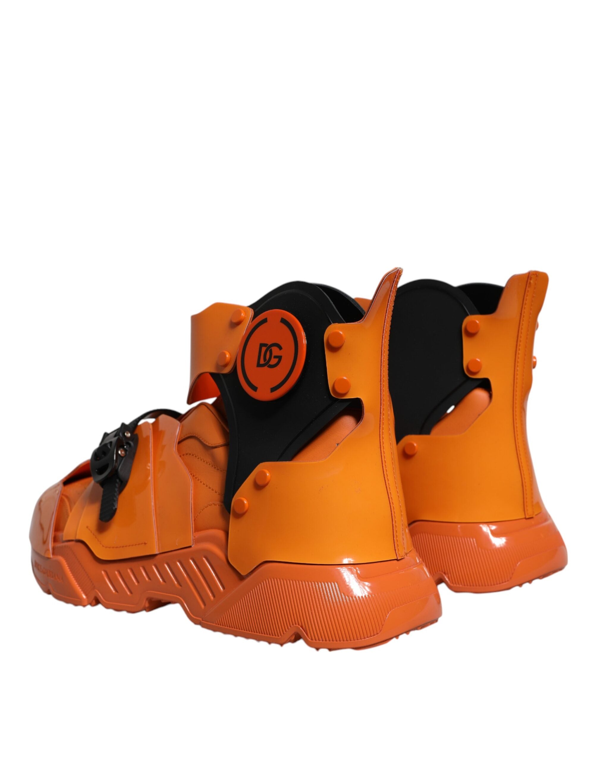 Dolce & Gabbana Orange Multi Panel Chunky High Top Sneakers Men's Shoes