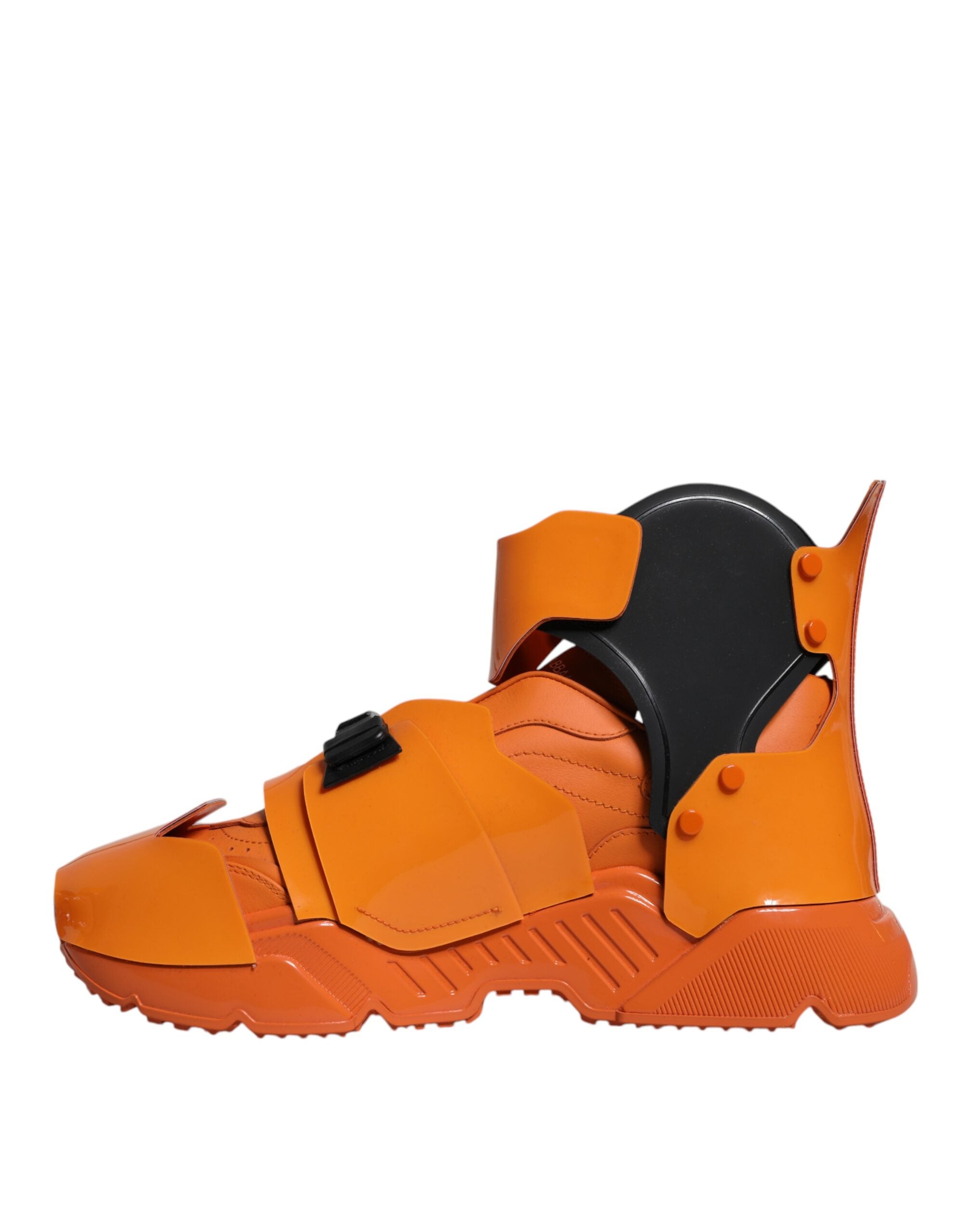 Dolce & Gabbana Orange Multi Panel Chunky High Top Sneakers Men's Shoes