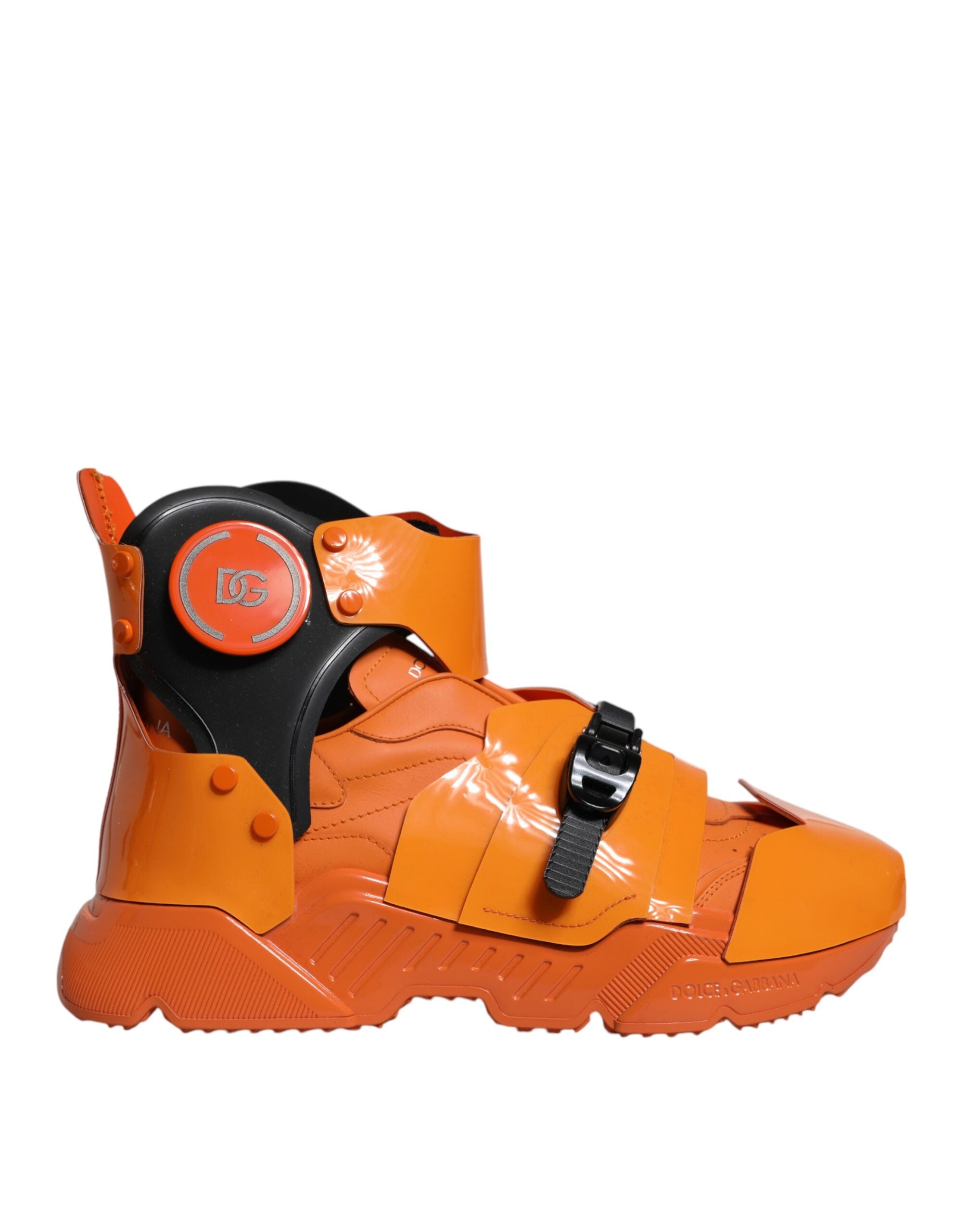 Dolce & Gabbana Orange Multi Panel Chunky High Top Sneakers Men's Shoes