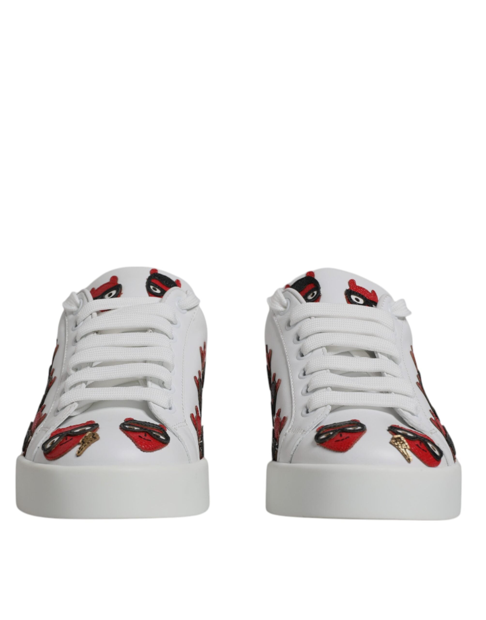Dolce & Gabbana White Devil Face Portofino Sneakers Women's Shoes
