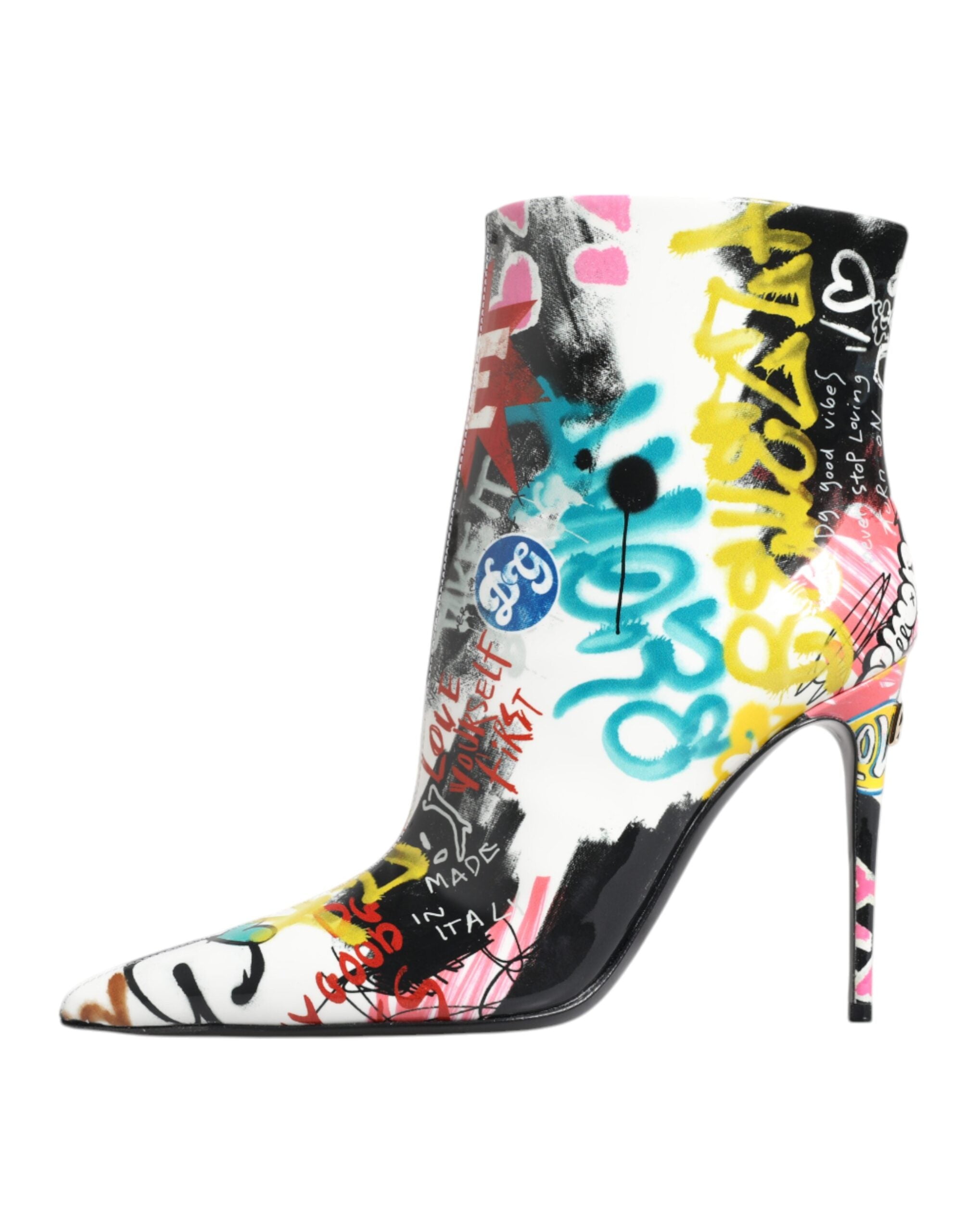 Dolce & Gabbana Multicolor Graffiti Keira Mid Calf Boots Women's Shoes