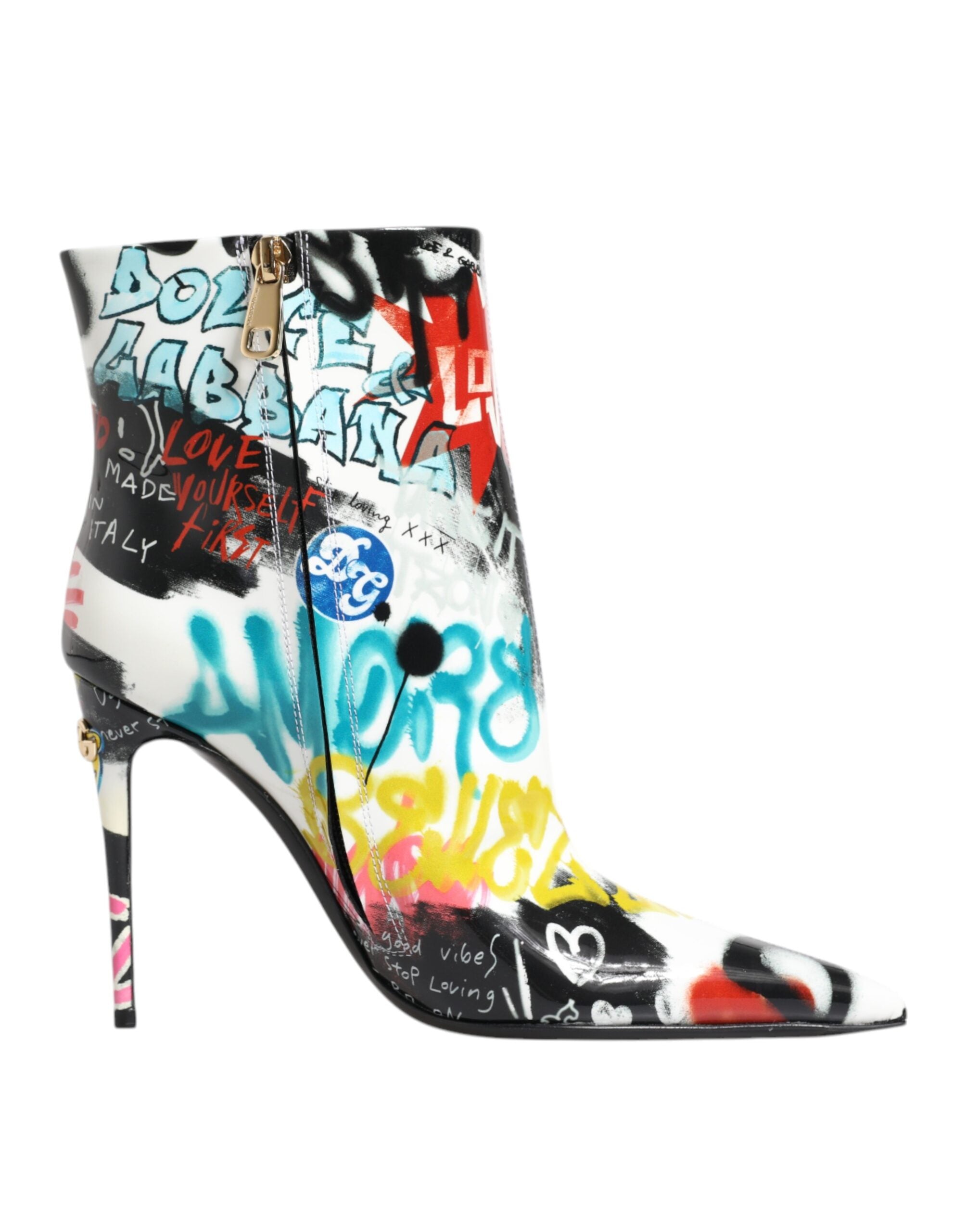 Dolce & Gabbana Multicolor Graffiti Keira Mid Calf Boots Women's Shoes