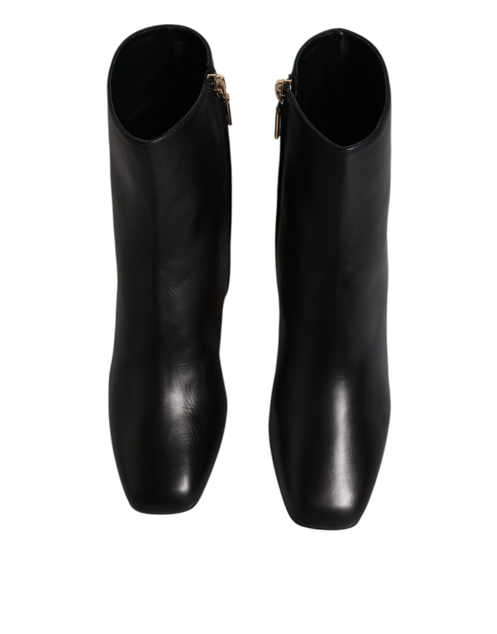 Dolce & Gabbana Black Jackie Leather Mid Calf Boots Women's Shoes