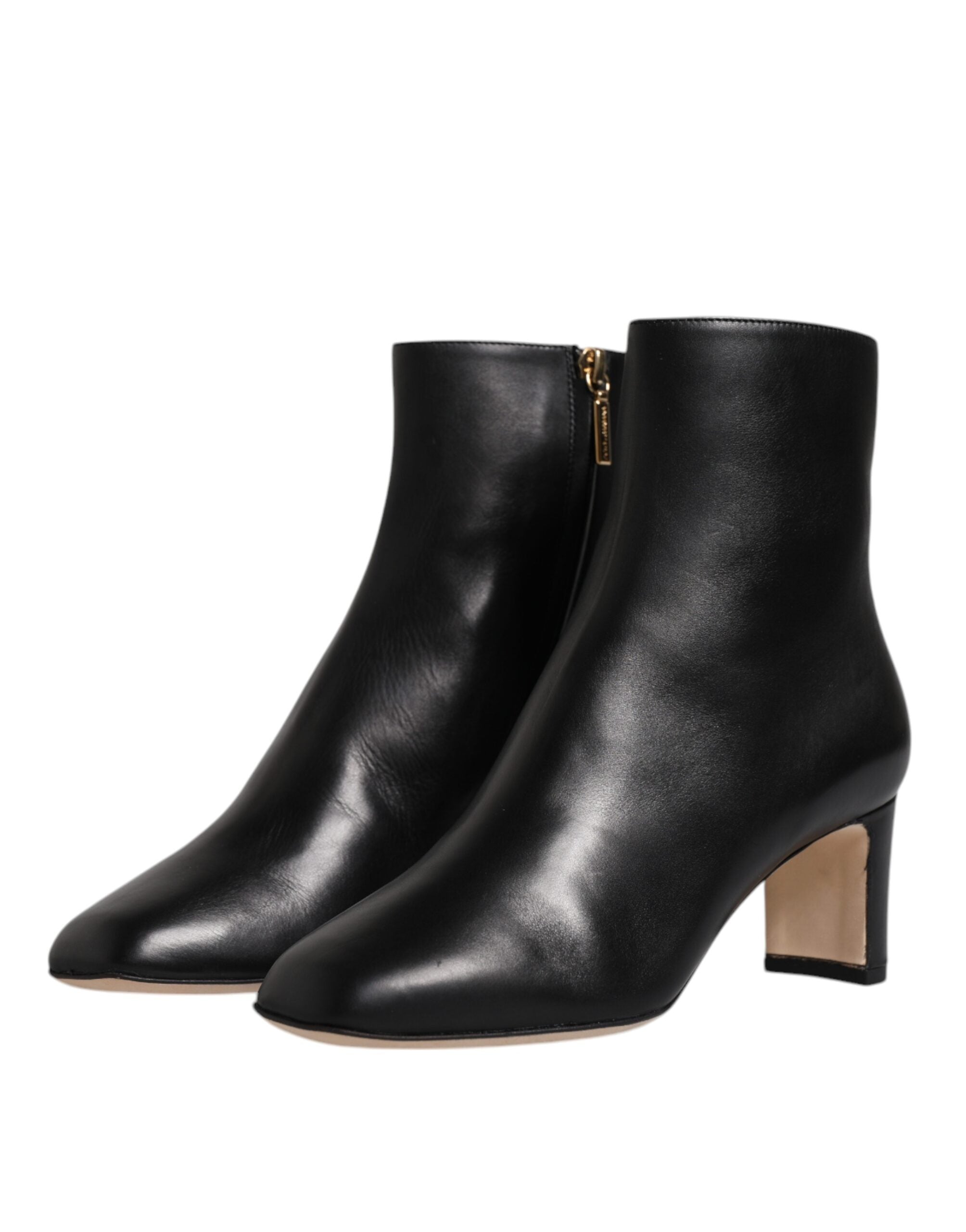 Dolce & Gabbana Black Jackie Leather Mid Calf Boots Women's Shoes