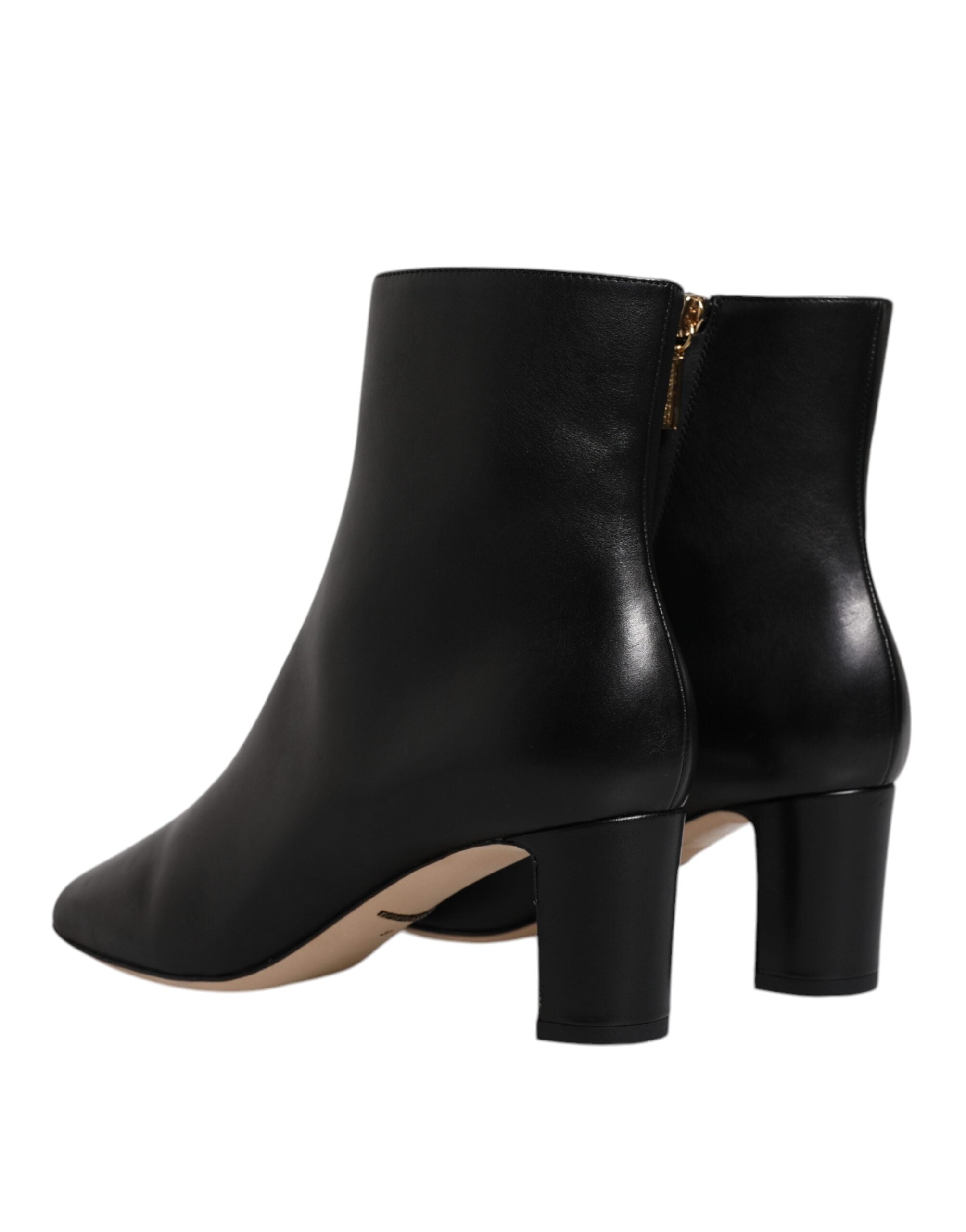 Dolce & Gabbana Black Jackie Leather Mid Calf Boots Women's Shoes