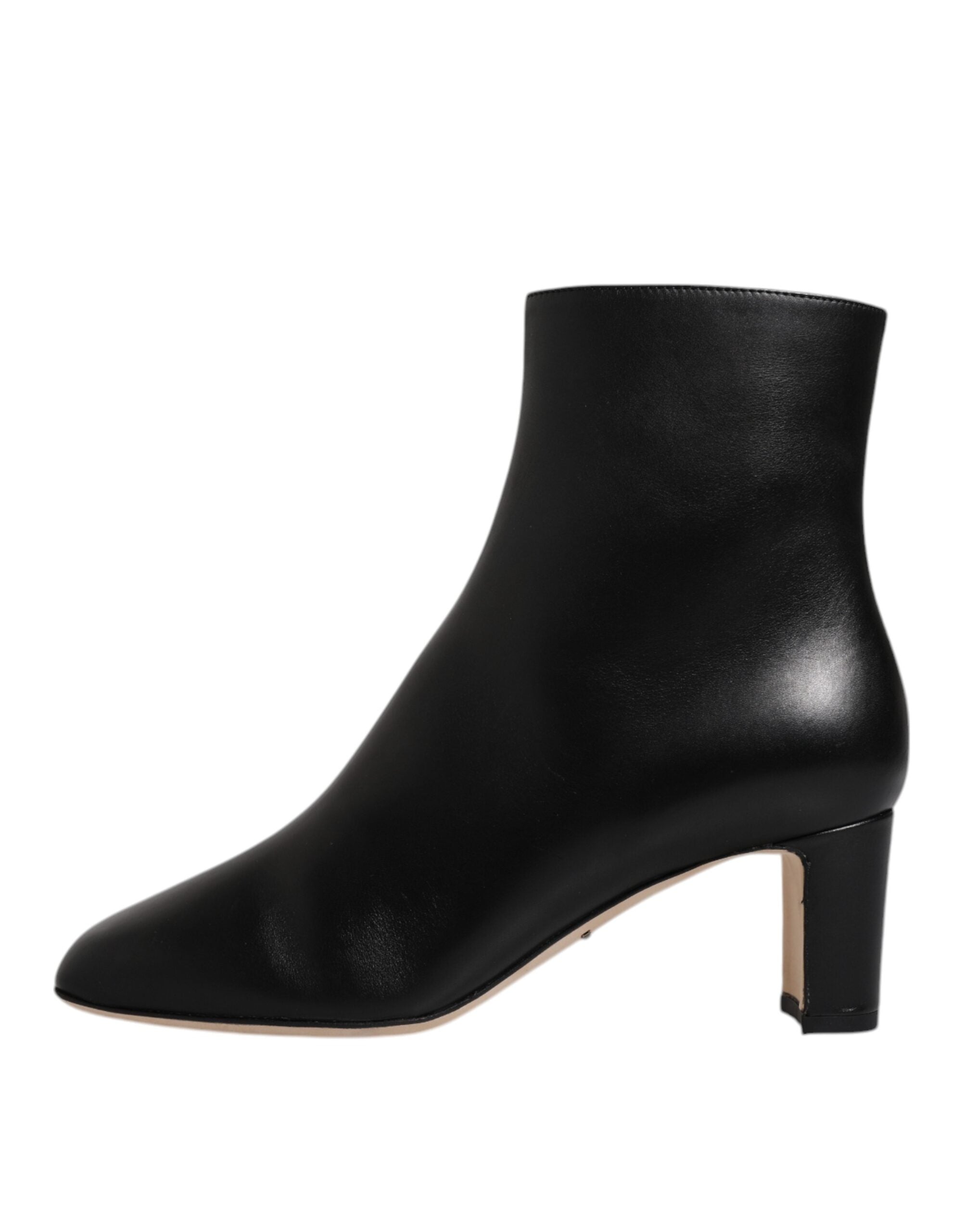 Dolce & Gabbana Black Jackie Leather Mid Calf Boots Women's Shoes