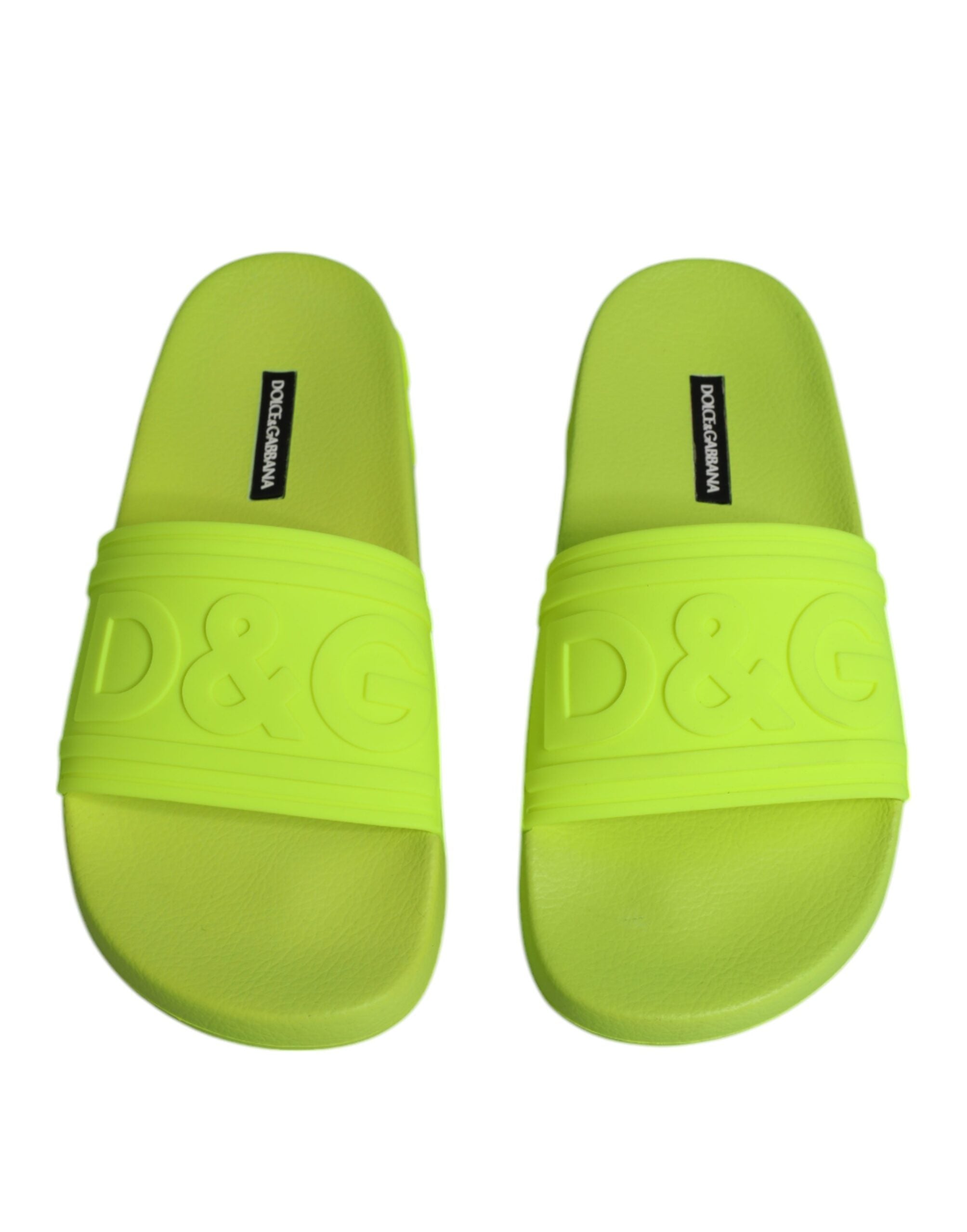 Dolce & Gabbana Green Rubber Slides Sandals Beachwear Women's Shoes