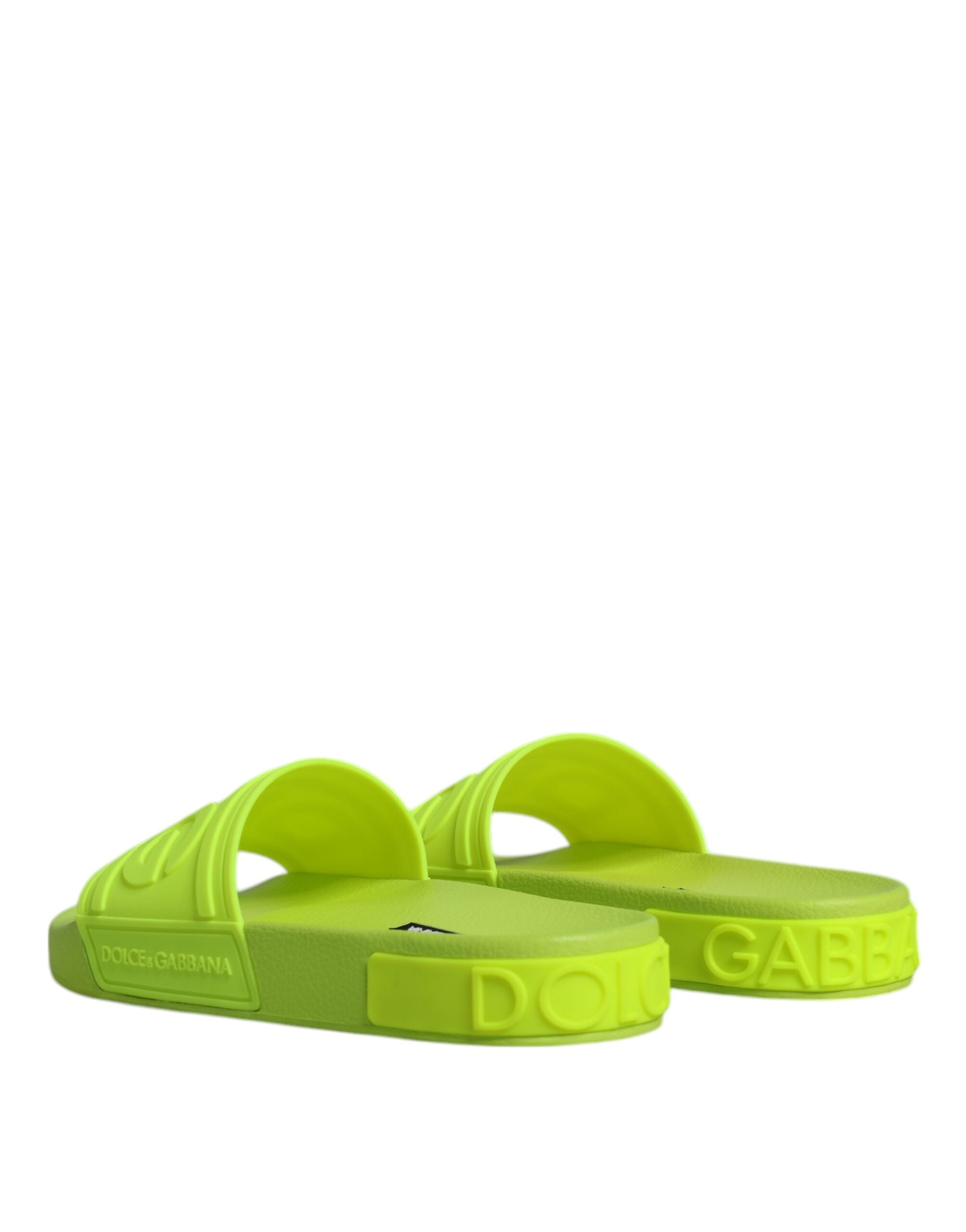 Dolce & Gabbana Green Rubber Slides Sandals Beachwear Women's Shoes