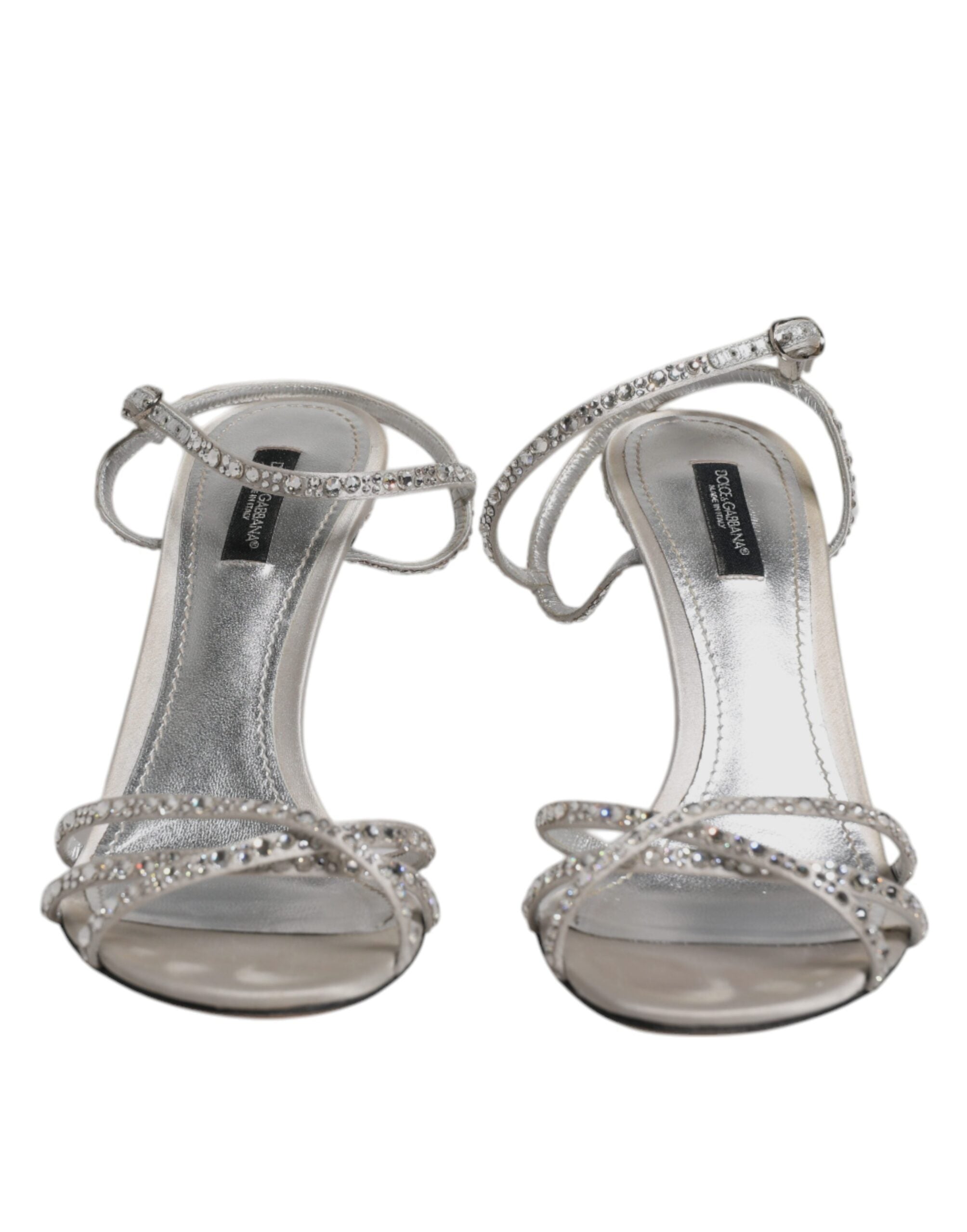 Dolce & Gabbana Silver Crystal Ankle Strap Sandals Women's Shoes (Pre-Owned)