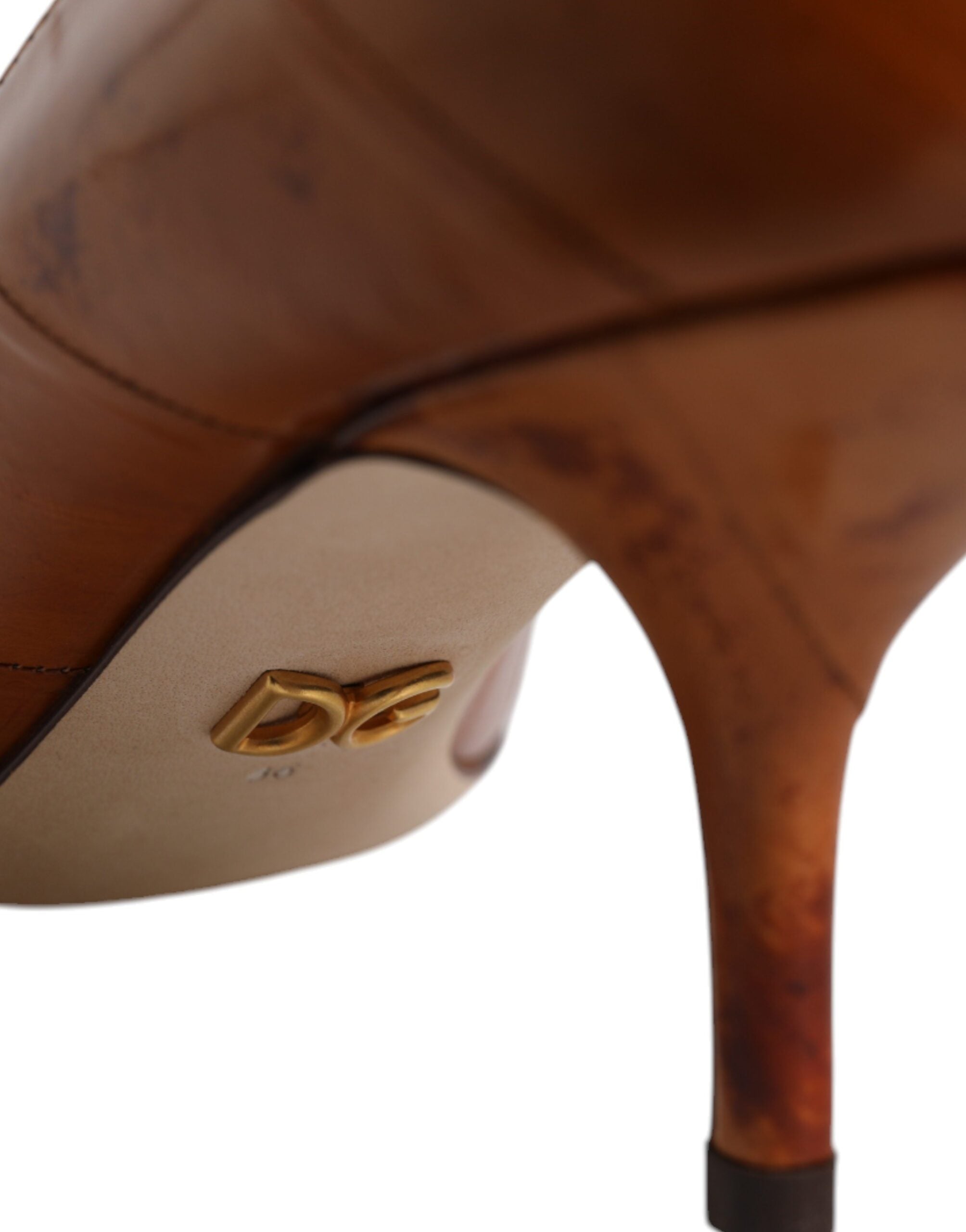 Dolce & Gabbana Brown Leather Kitten Heels Pumps Women's Shoes