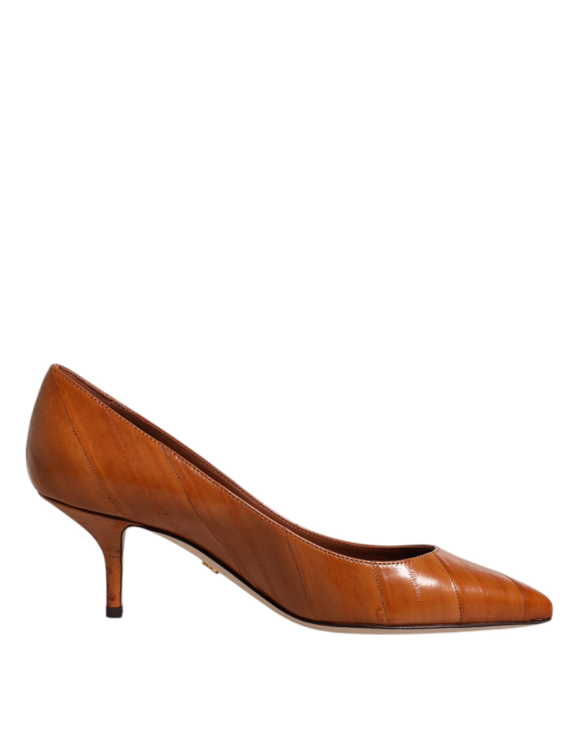 Dolce & Gabbana Brown Leather Kitten Heels Pumps Women's Shoes