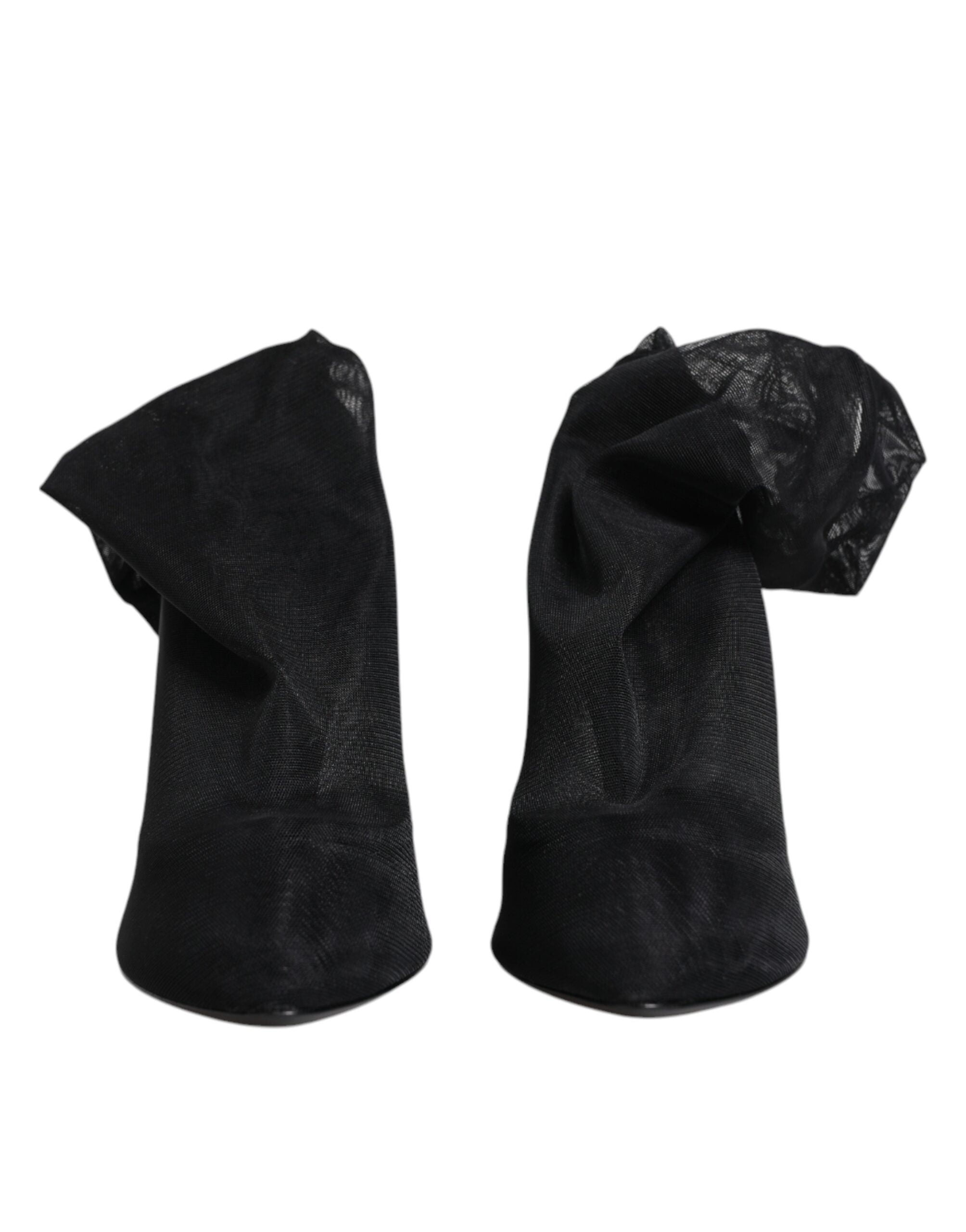 Dolce & Gabbana Black Silk Stretch Mesh Sock Boots Women's Shoes (Pre-Owned)