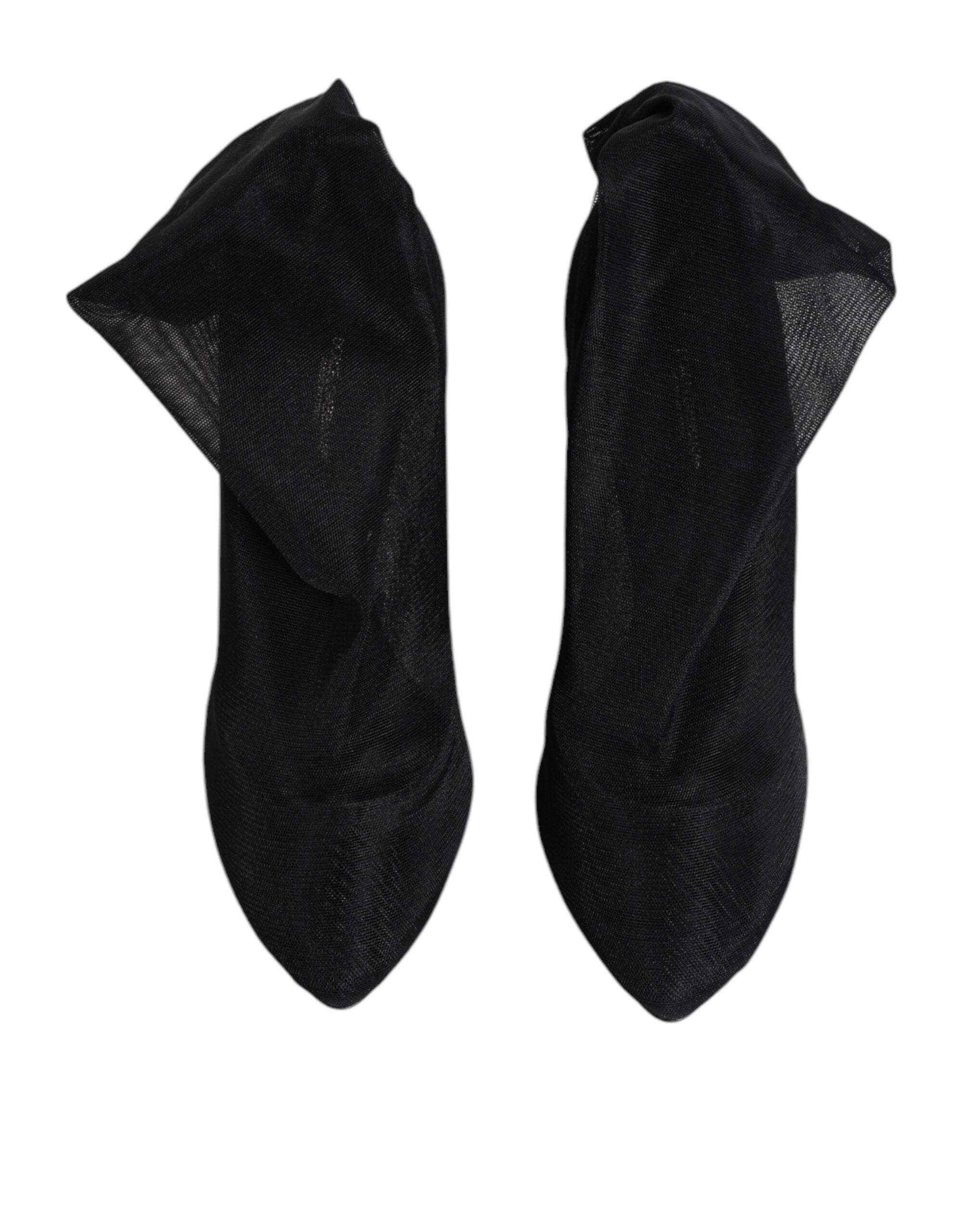 Dolce & Gabbana Black Silk Stretch Mesh Sock Boots Women's Shoes (Pre-Owned)