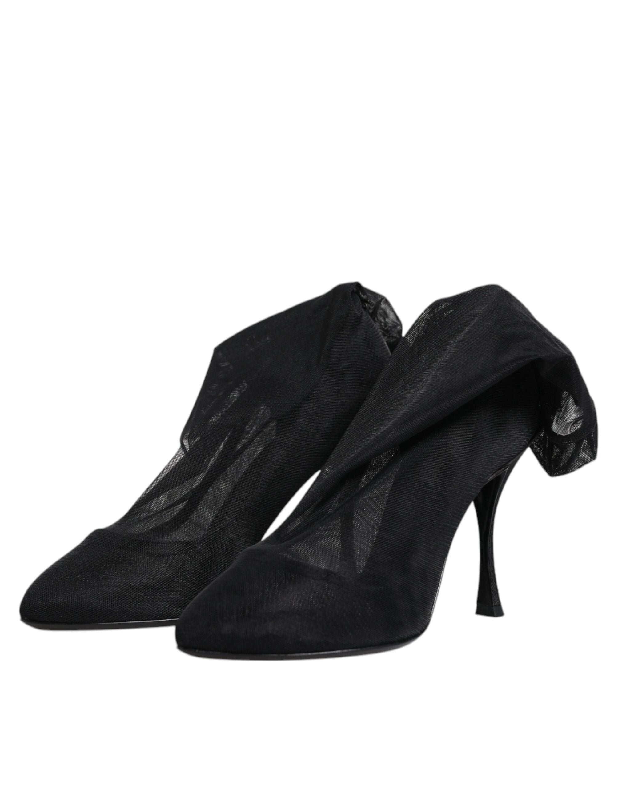 Dolce & Gabbana Black Silk Stretch Mesh Sock Boots Women's Shoes (Pre-Owned)