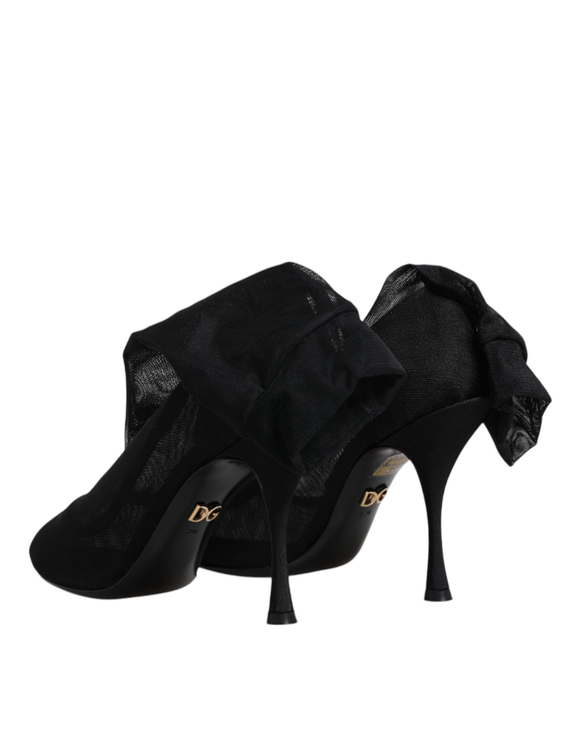 Dolce & Gabbana Black Silk Stretch Mesh Sock Boots Women's Shoes (Pre-Owned)
