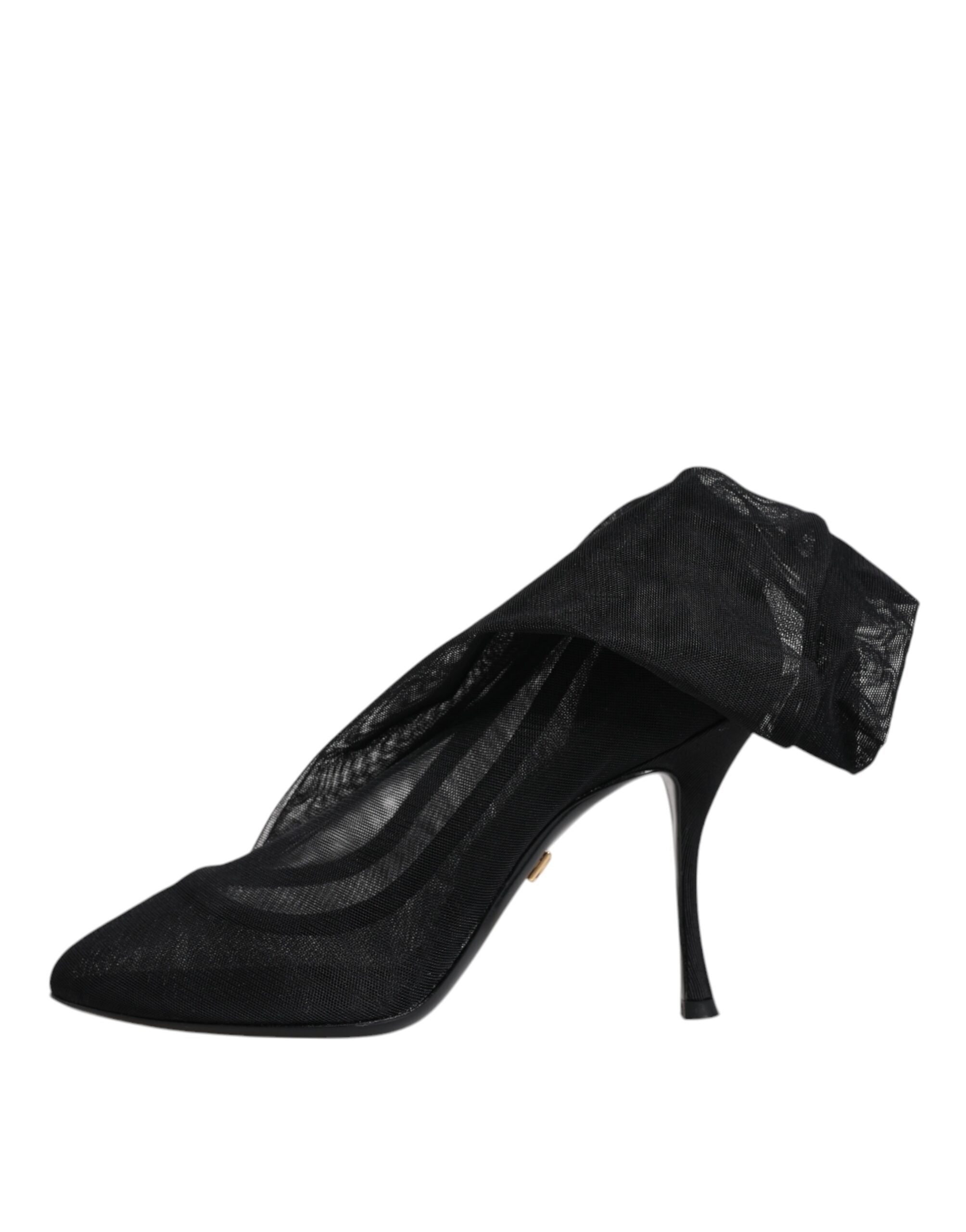 Dolce & Gabbana Black Silk Stretch Mesh Sock Boots Women's Shoes (Pre-Owned)