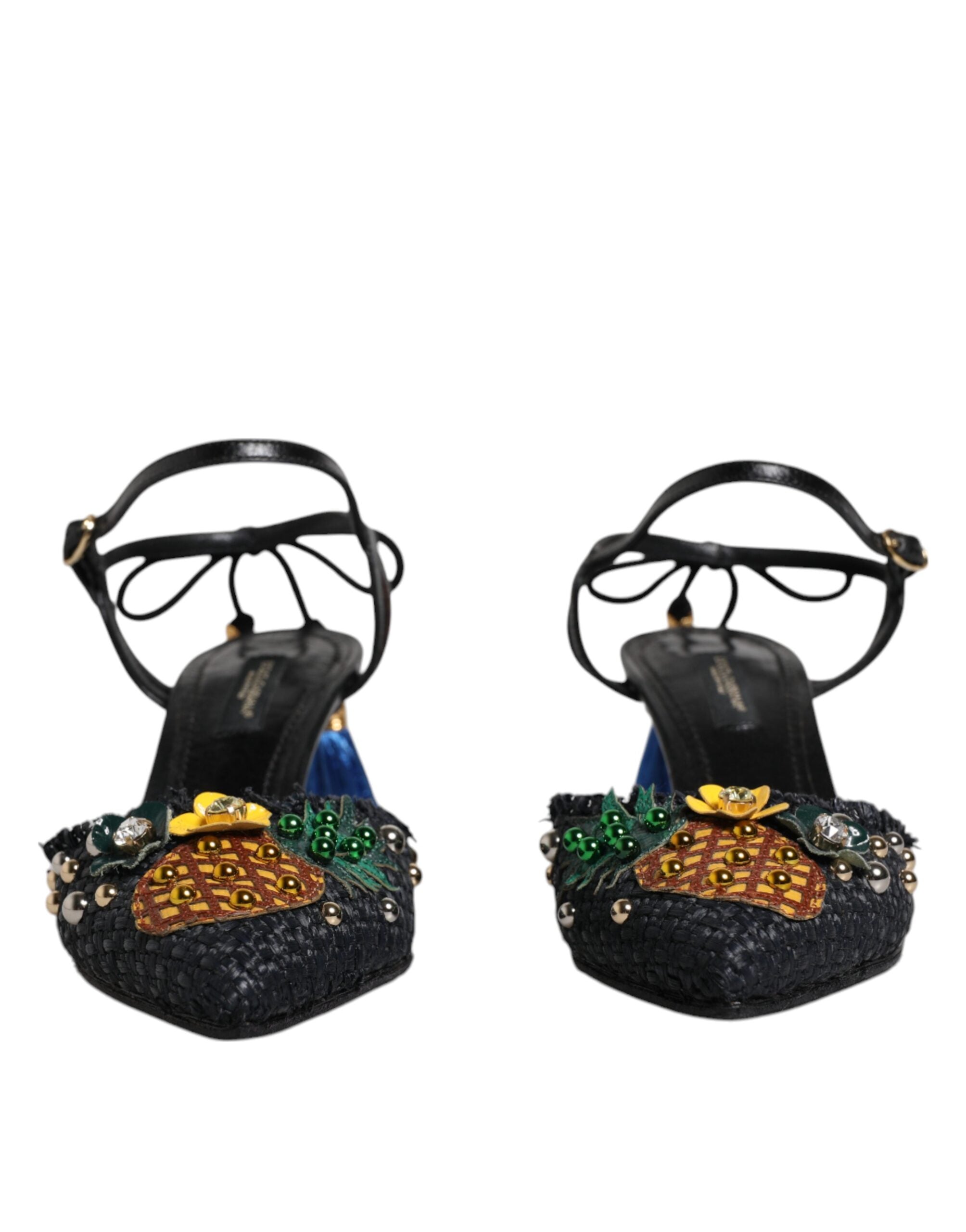 Dolce & Gabbana Black Pineapple Bellucci Heels Sandals Women's Shoes (Pre-Owned)