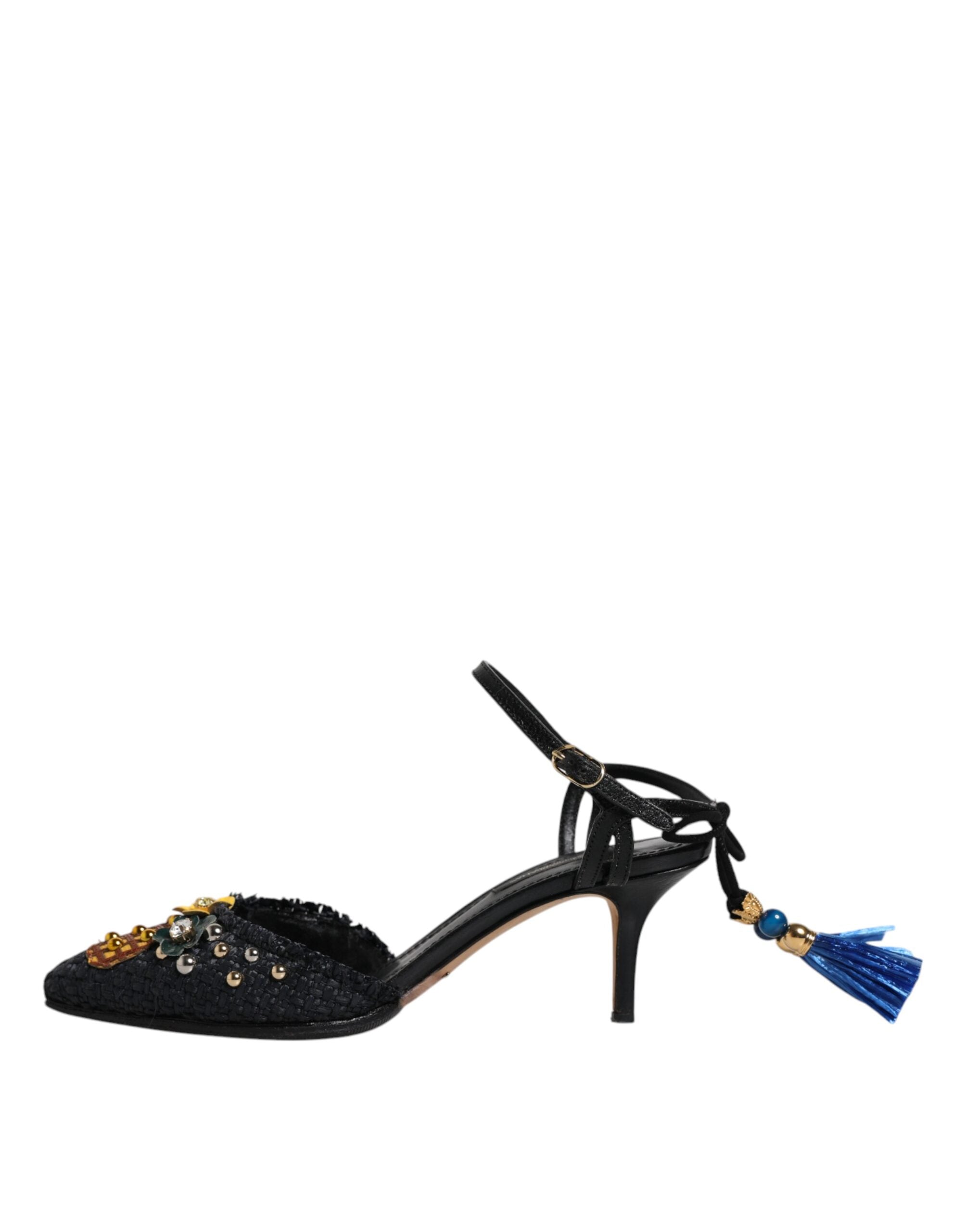 Dolce & Gabbana Black Pineapple Bellucci Heels Sandals Women's Shoes (Pre-Owned)