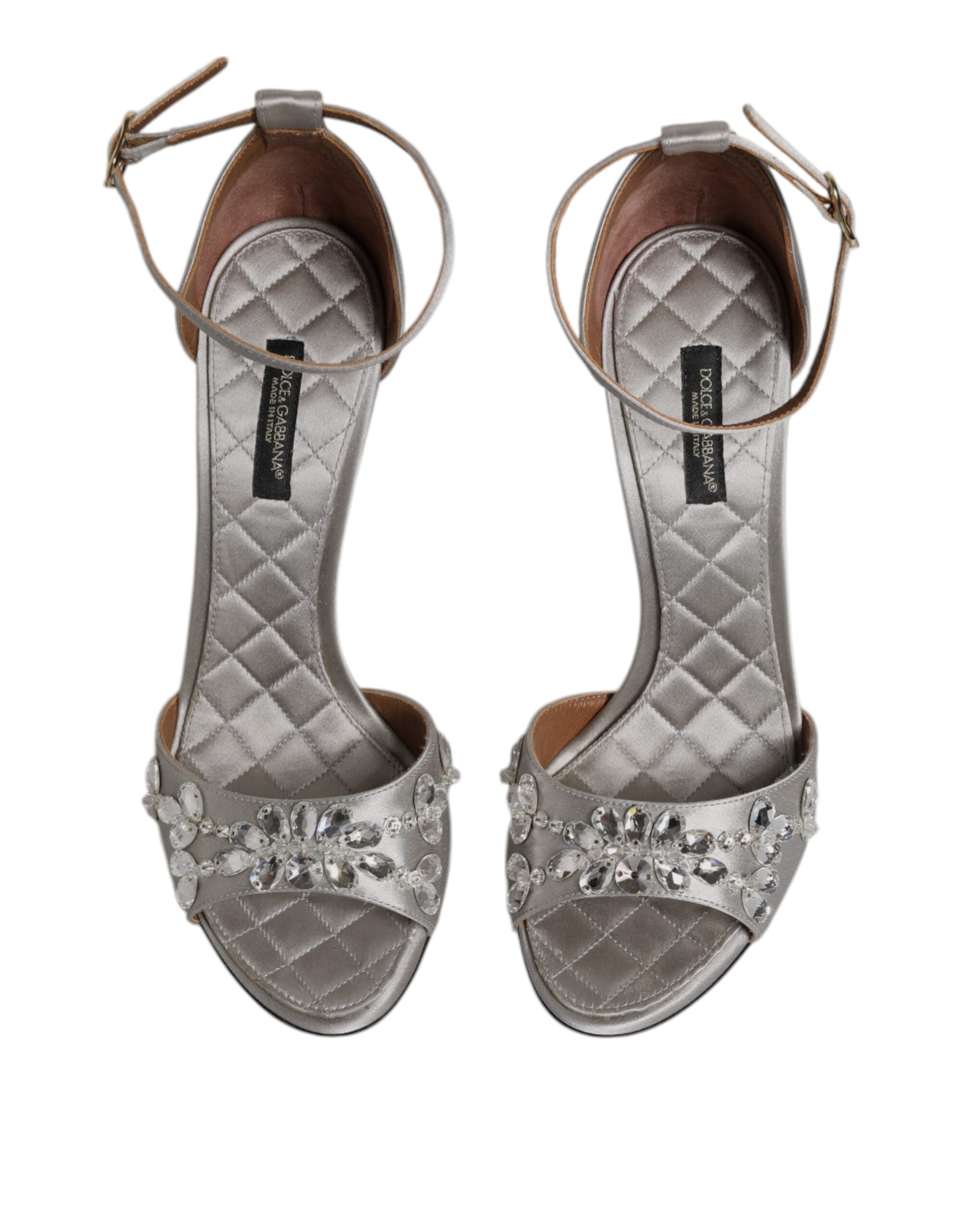 Dolce & Gabbana Silver Ankle Strap Crystal Sandals Women's Shoes (Pre-Owned)