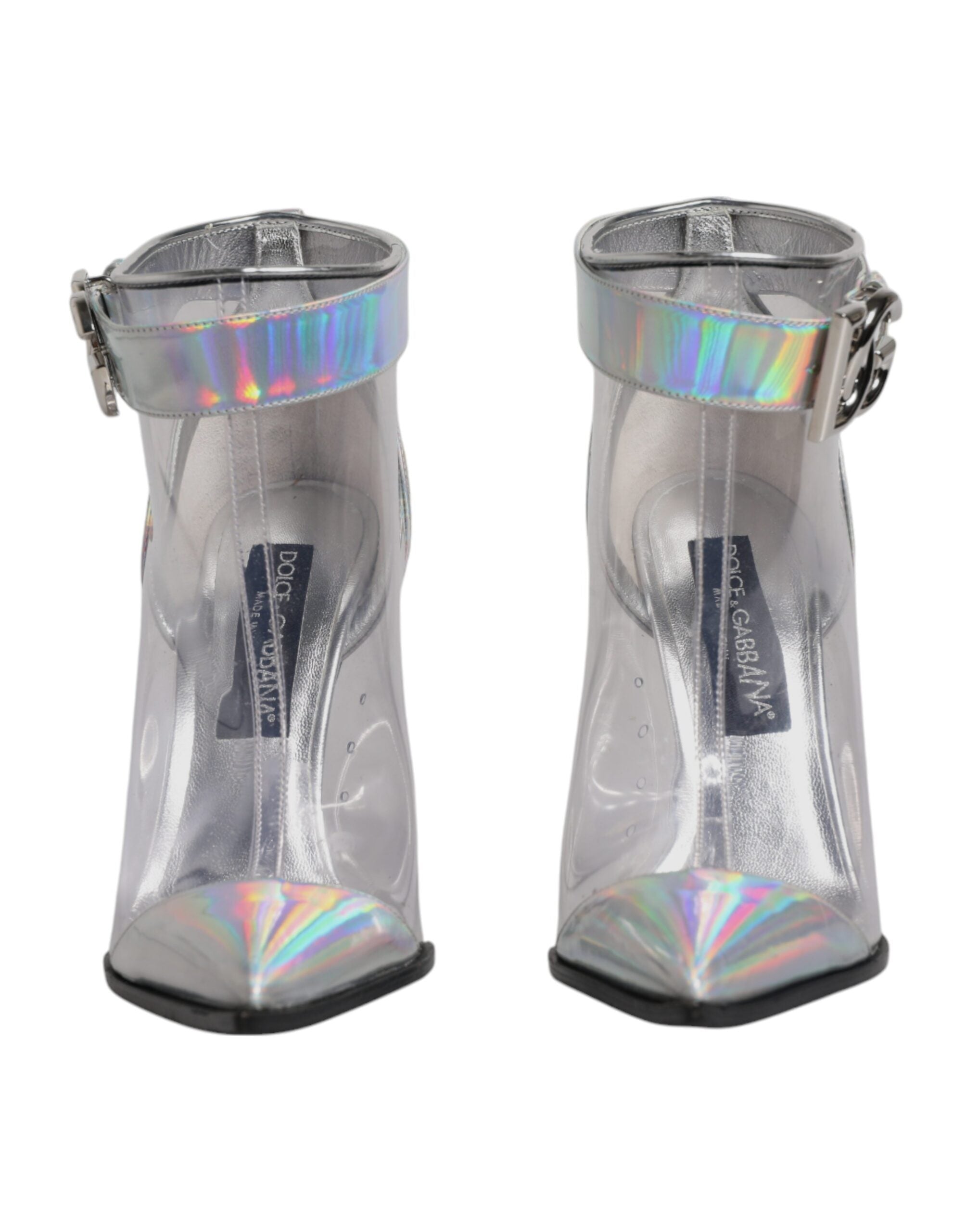 Dolce & Gabbana Silver Iridescent Pointed Short Boots Women's Shoes (Pre-Owned)