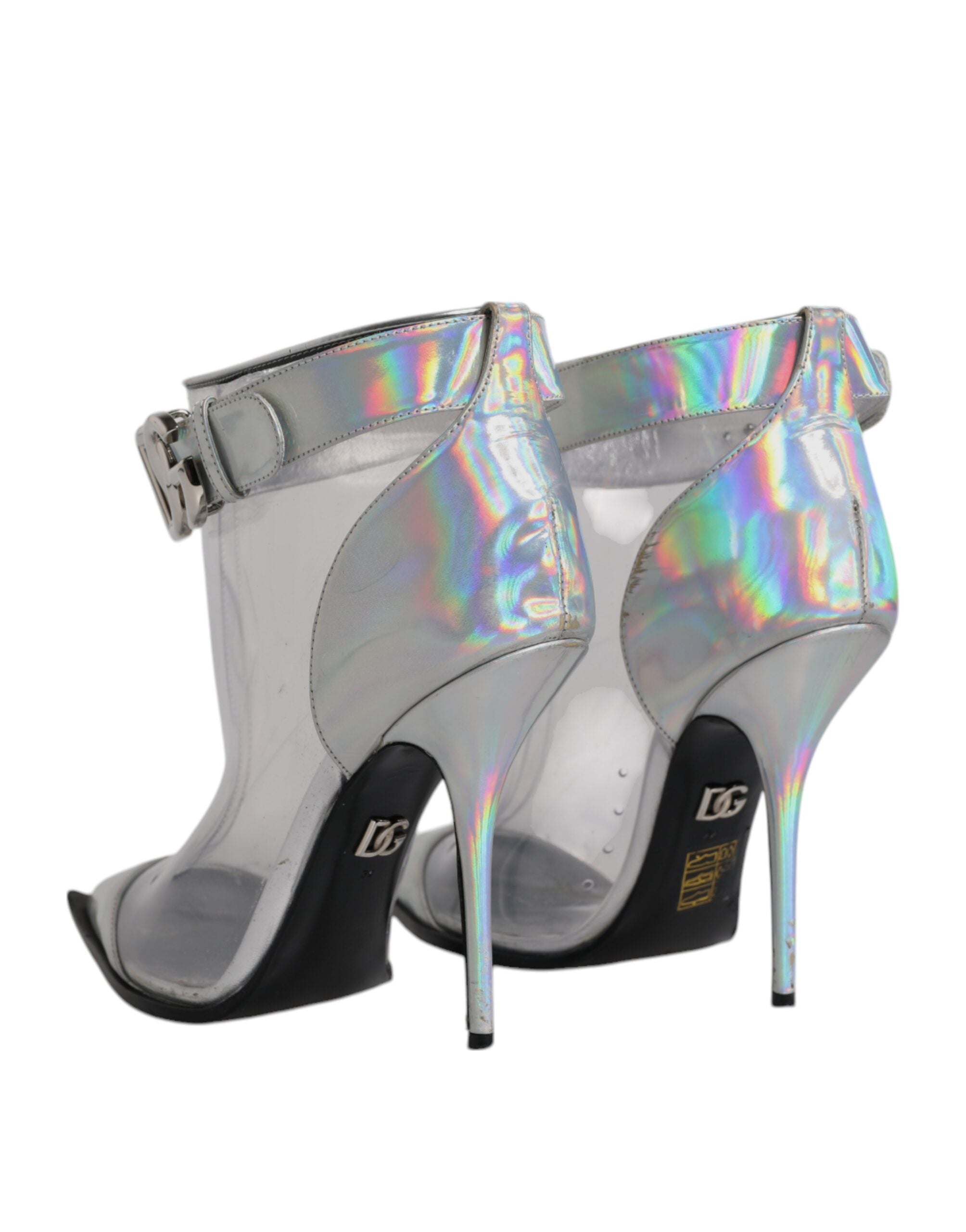 Dolce & Gabbana Silver Iridescent Pointed Short Boots Women's Shoes (Pre-Owned)