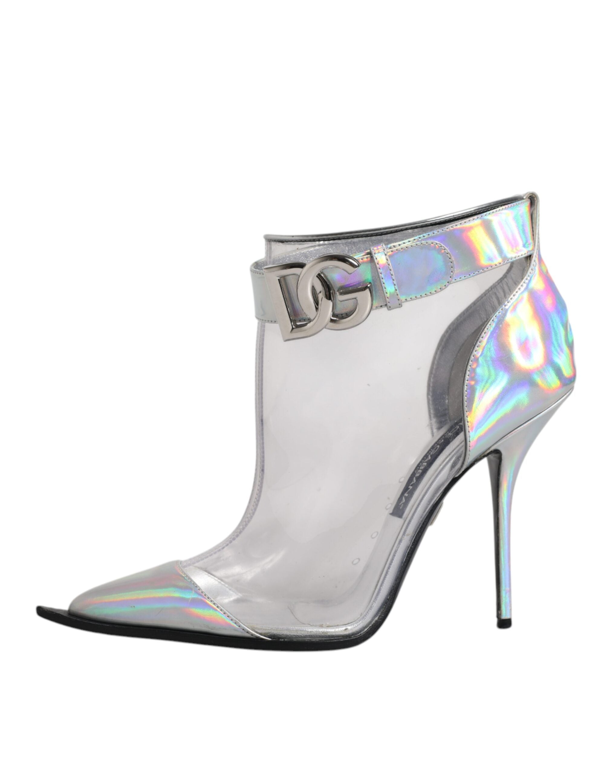 Dolce & Gabbana Silver Iridescent Pointed Short Boots Women's Shoes (Pre-Owned)